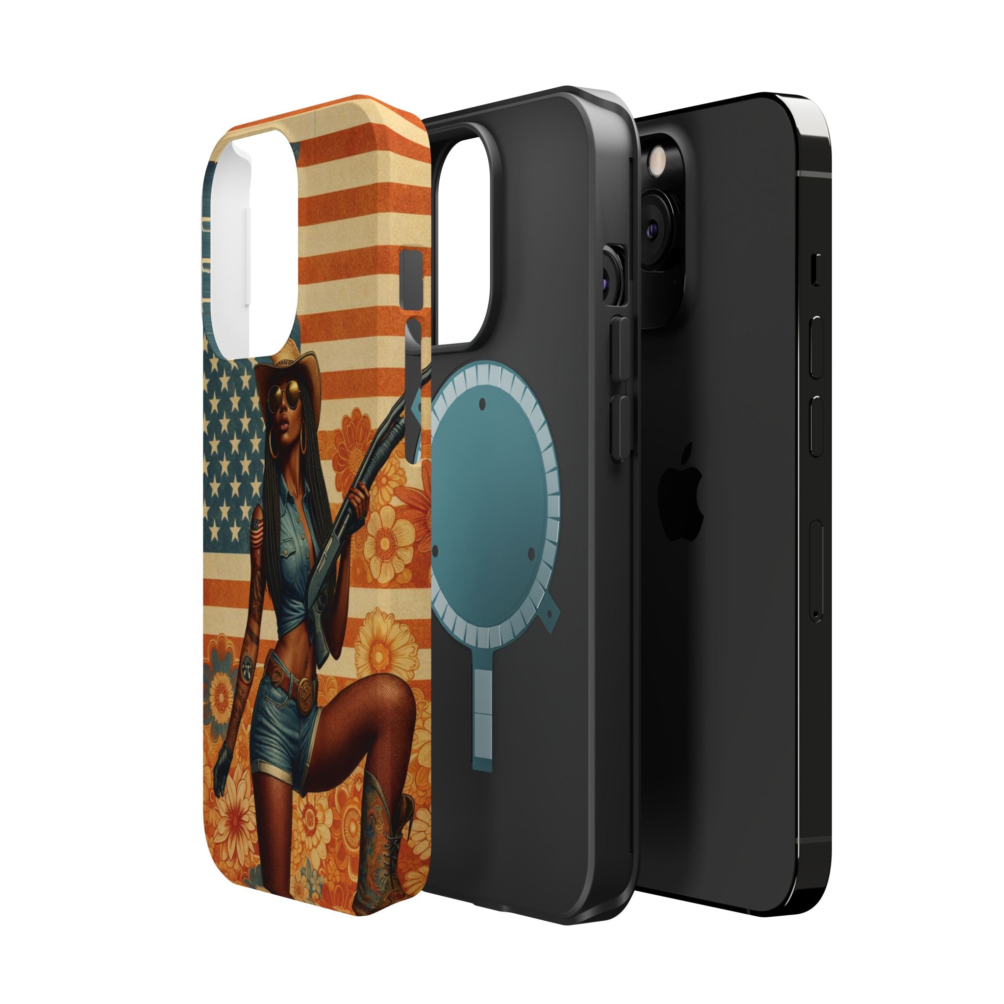 Americana 12GA Pinup Girl - Magnetic Impact‑Resistant Phone Case  iPhone 13-17 / Samsung S26  MagSafe Compatible