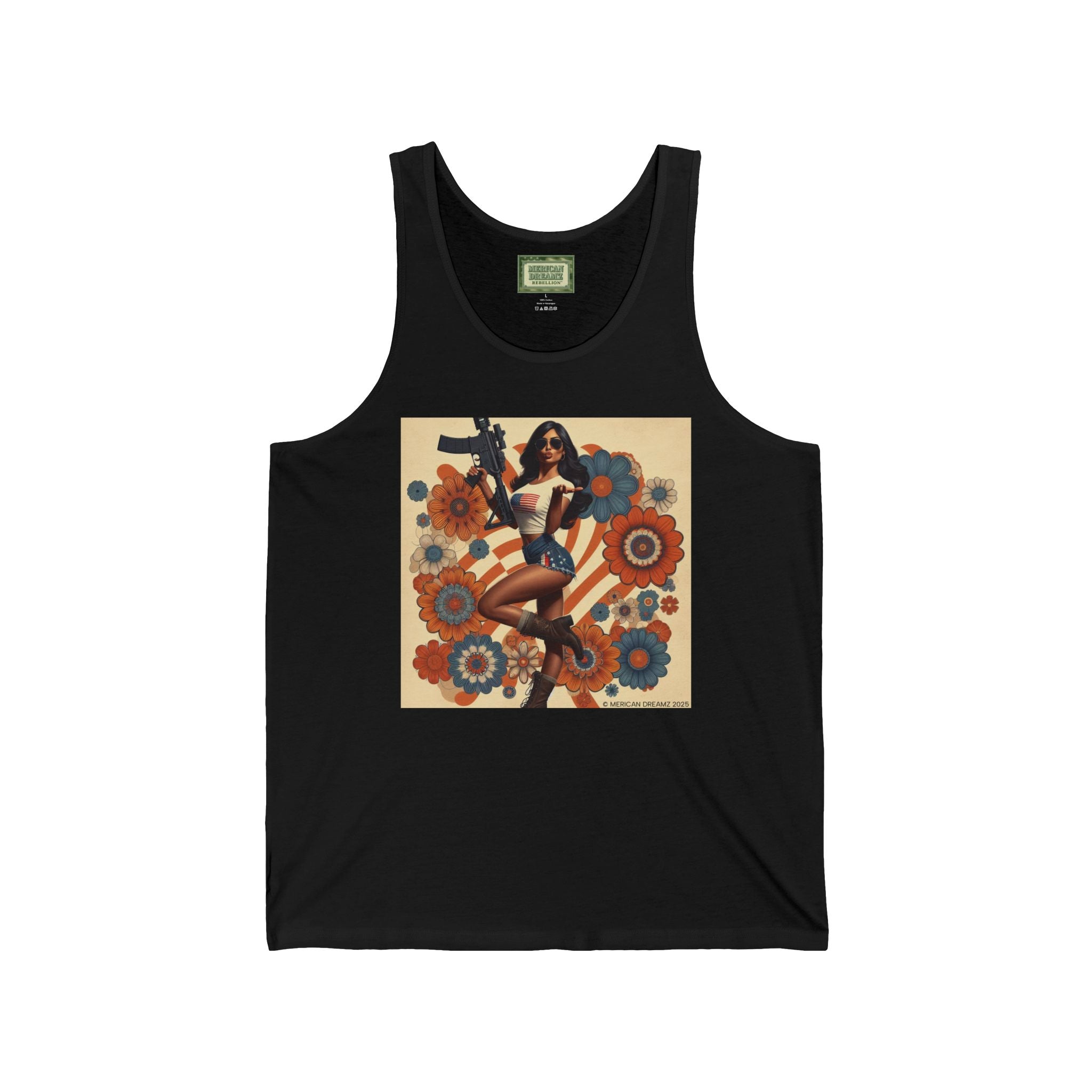 Patriotic Pin-Up Tank Top — Vintage American Flag Girl Graphic
