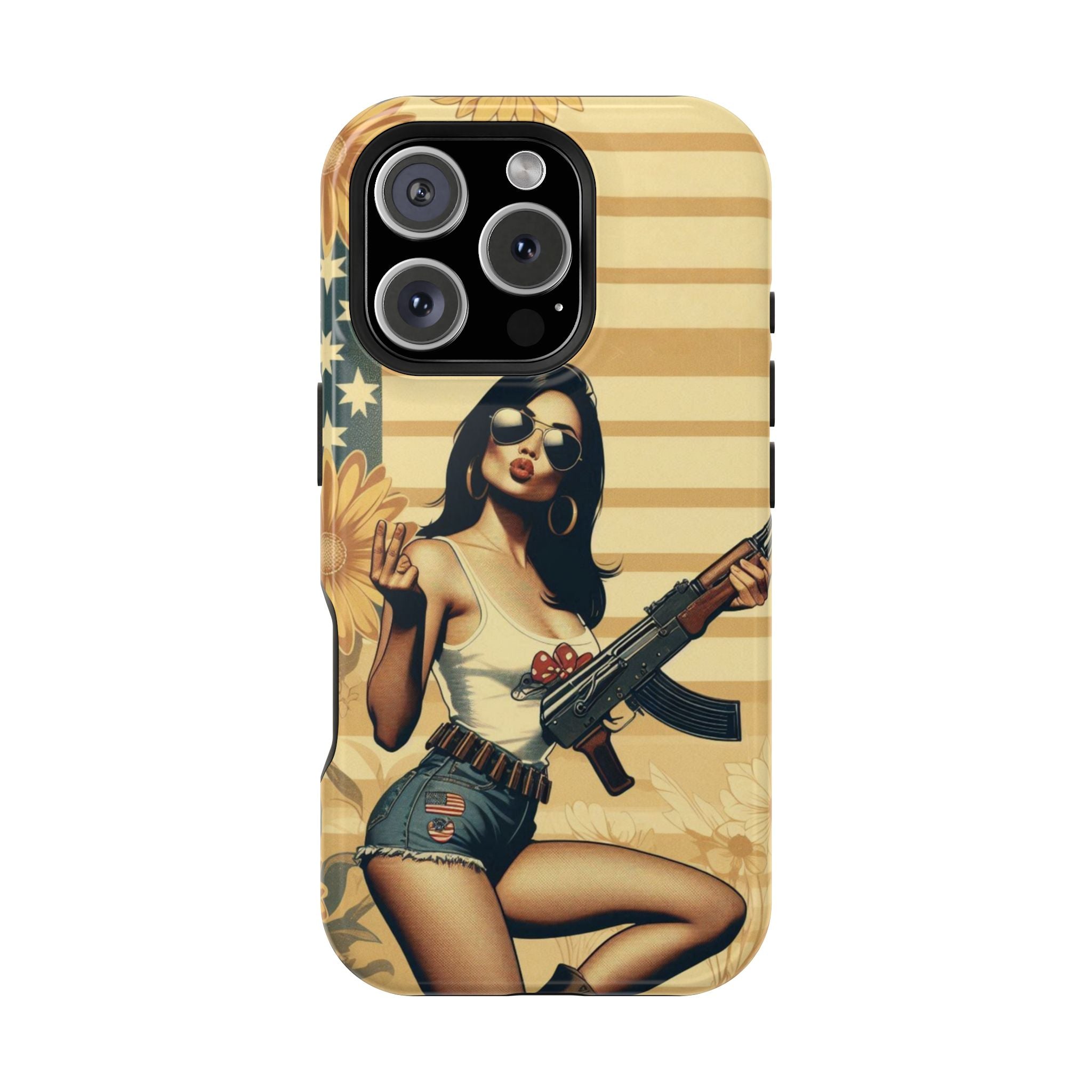 Americana AK-47 Pinup Girl - Magnetic Impact‑Resistant Phone Case  iPhone 13-17 / Samsung S26  MagSafe Compatible