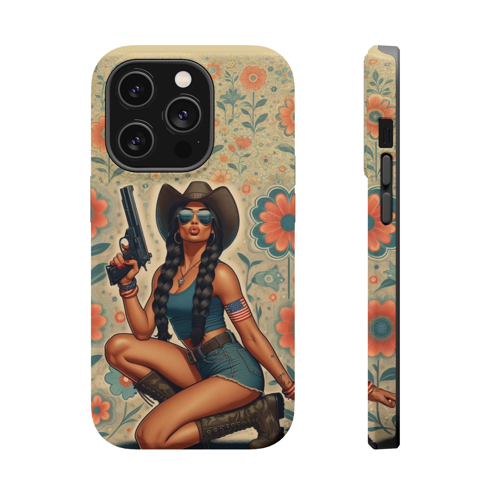 Americana 9mm Pinup Girl - Magnetic Impact‑Resistant Phone Case  iPhone 13-17 / Samsung S26  MagSafe Compatible