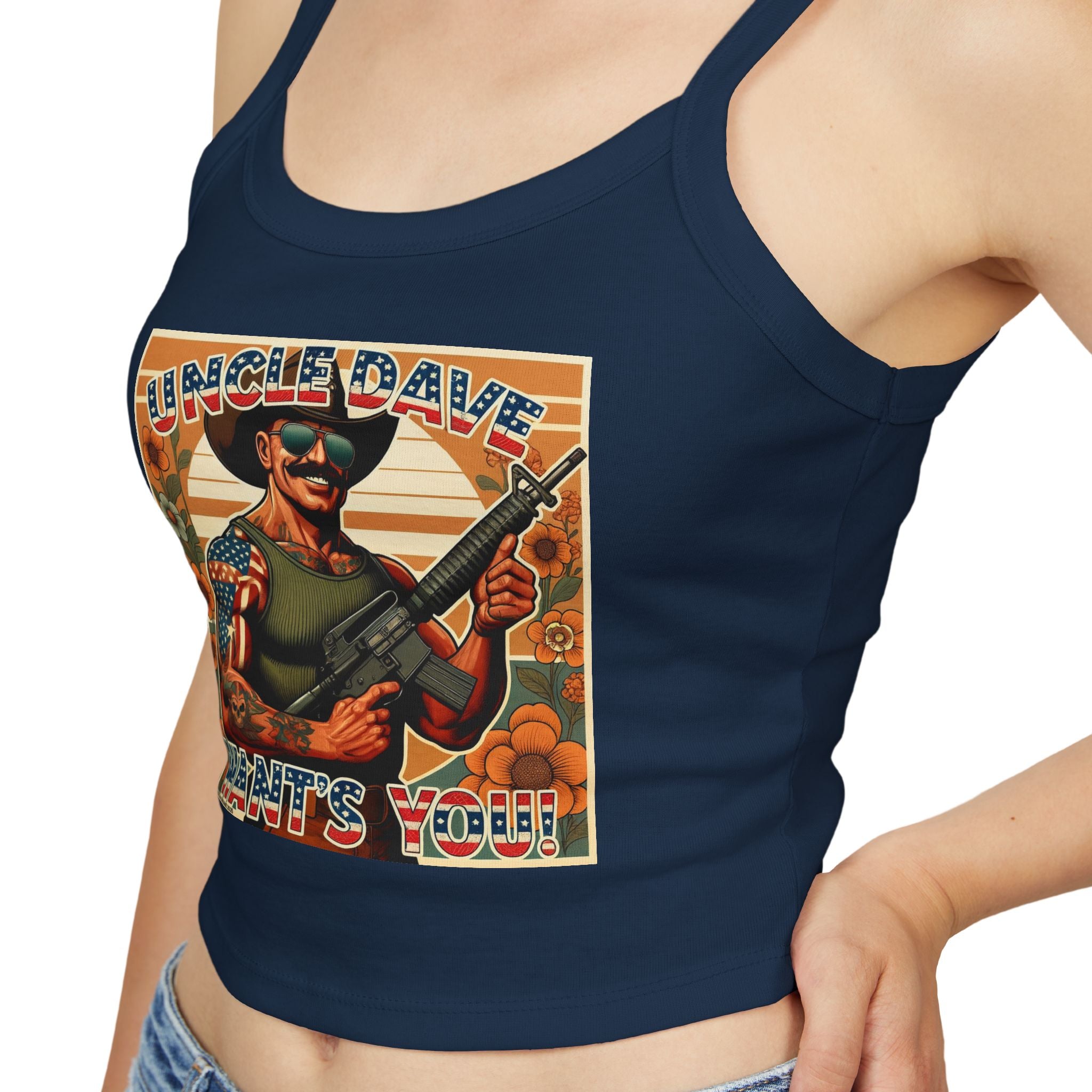 Uncle Dave Wants You Floral Flag Tank Top — Owner-Artist with Rifle