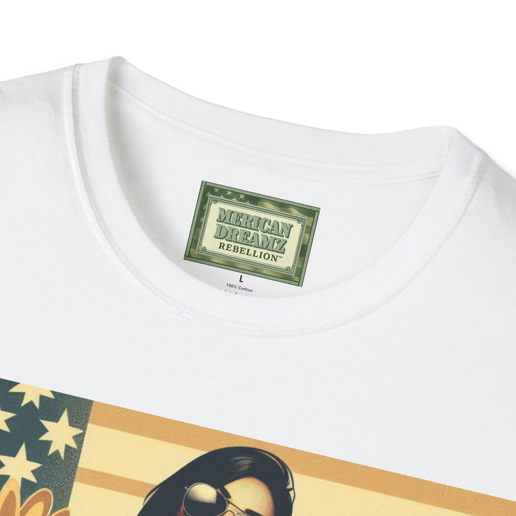 Graphic T-Shirt — Patriotic Pinup Girl with Rifle Vintage Flag Design (US Only)