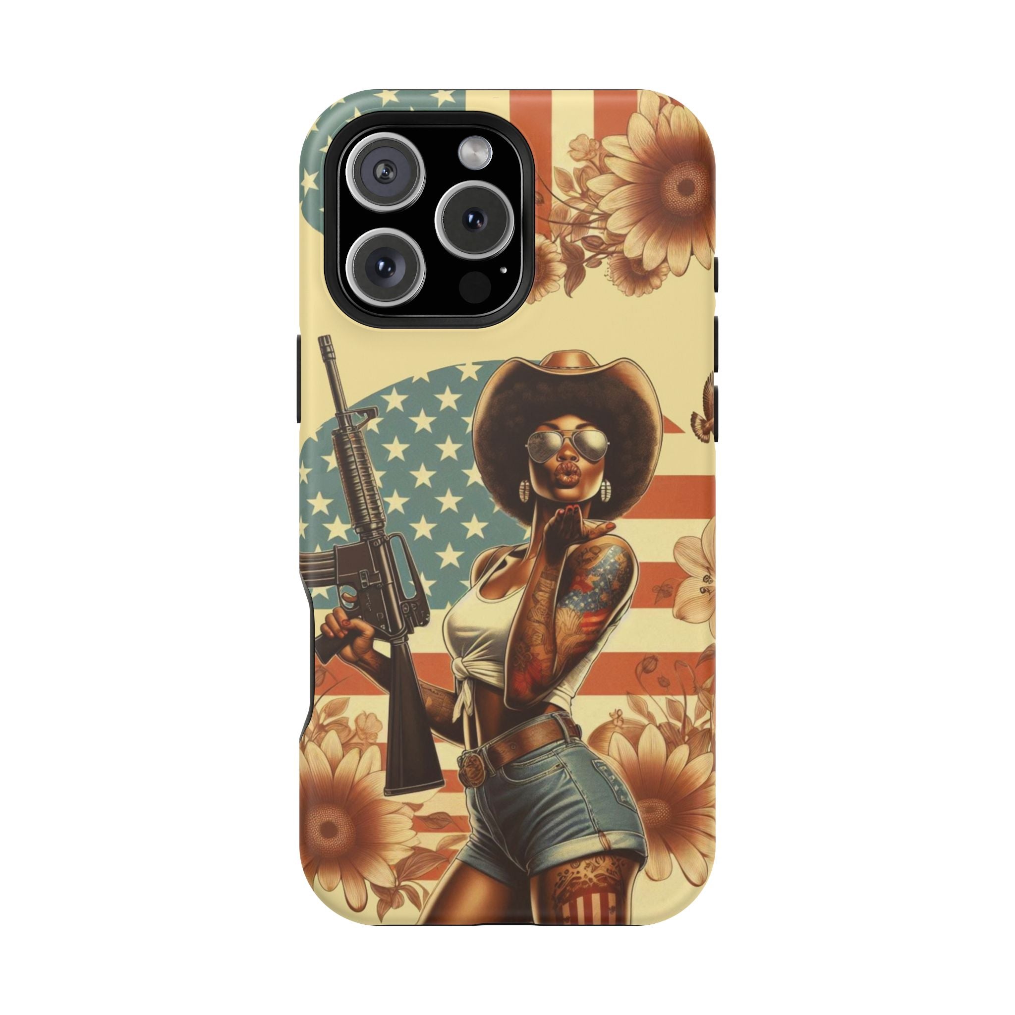 Americana AR-15 Pinup Girl - Magnetic Impact‑Resistant Phone Case  iPhone 13-17 / Samsung S26  MagSafe Compatible