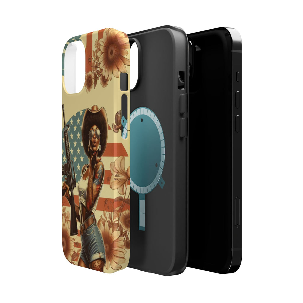 Americana AR-15 Pinup Girl - Magnetic Impact‑Resistant Phone Case  iPhone 13-17 / Samsung S26  MagSafe Compatible