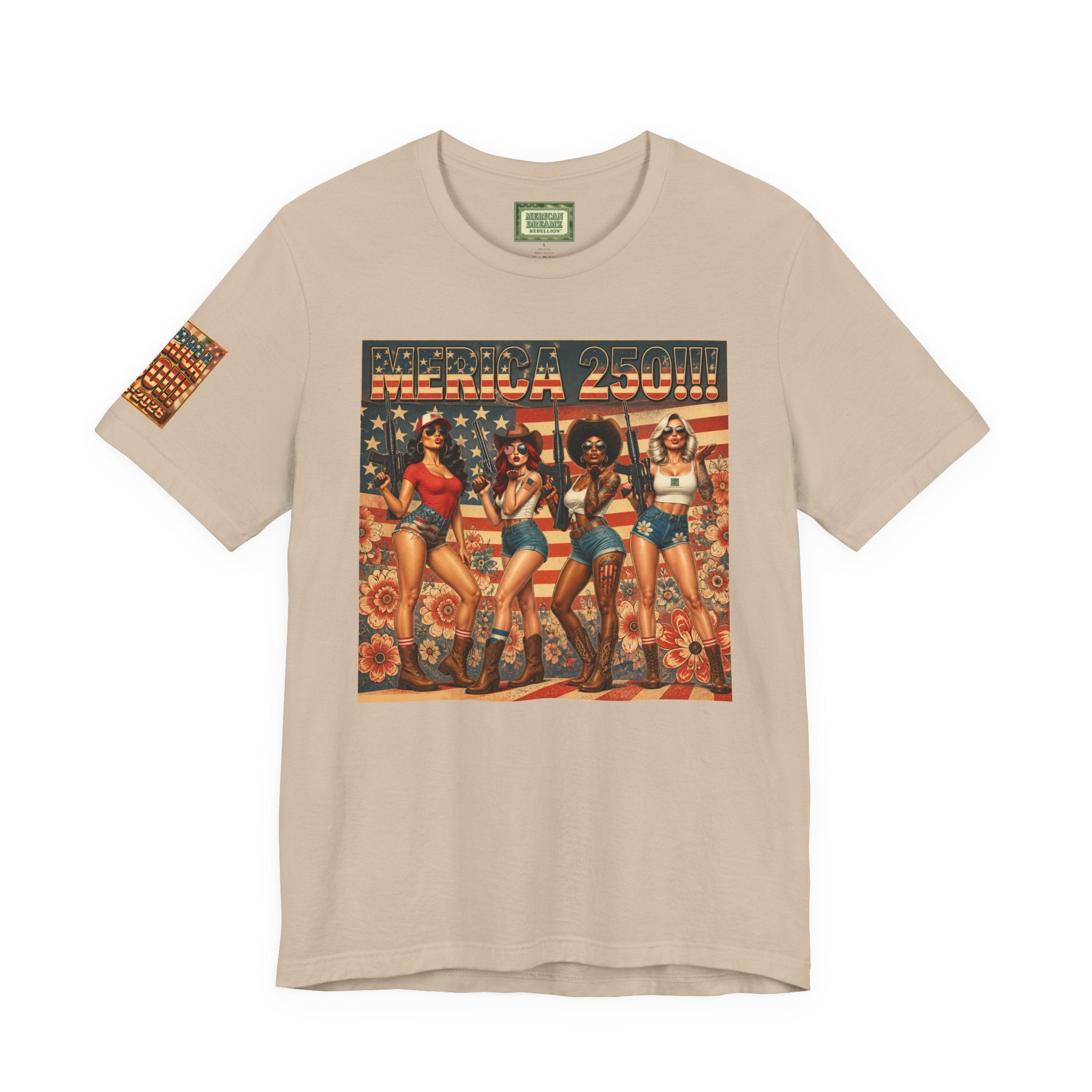 MERICAN DREAMZ REBELLION – MERICA 250!!!  Short Sleeve T‑Shirt – 250 Years of Freedom 1776-2026 Graphic Tee-#1