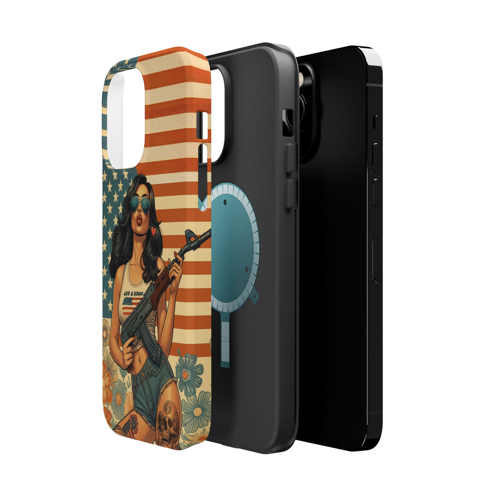 Americana AK-47 Pinup Girl - Magnetic Impact‑Resistant Phone Case  iPhone 13-17 / Samsung S26  MagSafe Compatible