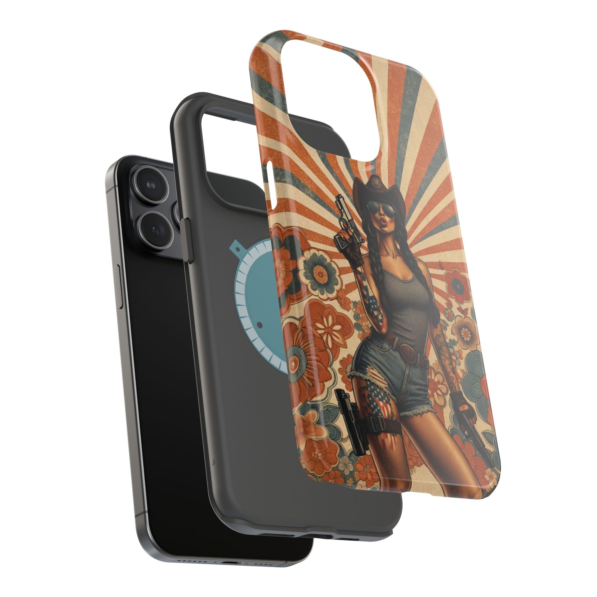 Americana 9mm Pinup Girl - Magnetic Impact‑Resistant Phone Case  iPhone 13-17 / Samsung S26  MagSafe Compatible