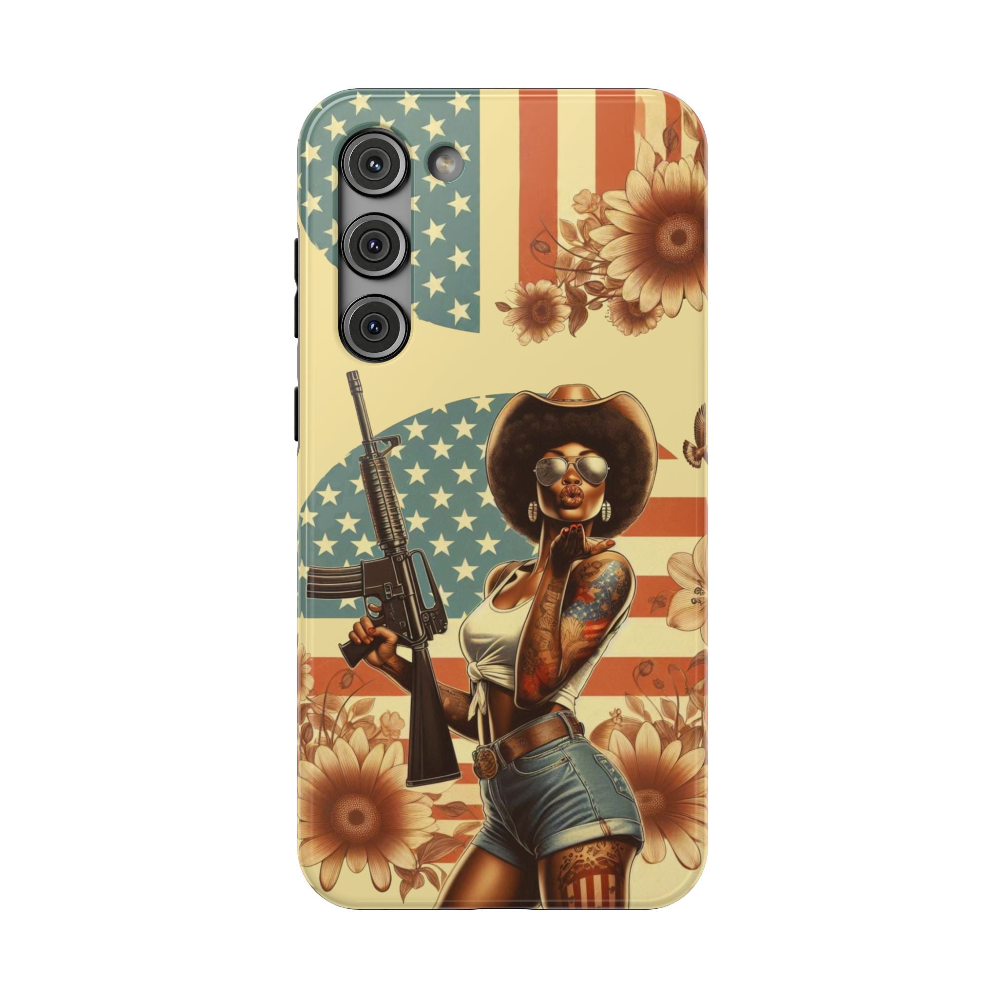Americana AR-15 Pinup Girl - Impact‑Resistant Phone Case Samsung Galaxy Series S22 / S22+ / S22 Ultra - S25 / S25+ / S25 Ultra