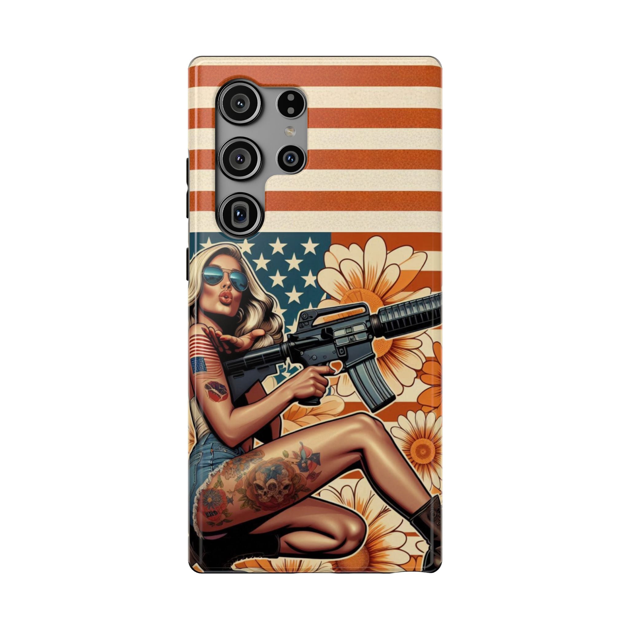 Americana AR-15 Pinup Girl - Impact‑Resistant Phone Case   Samsung Galaxy Series S22 / S22+ / S22 Ultra - S25 / S25+ / S25 Ultra