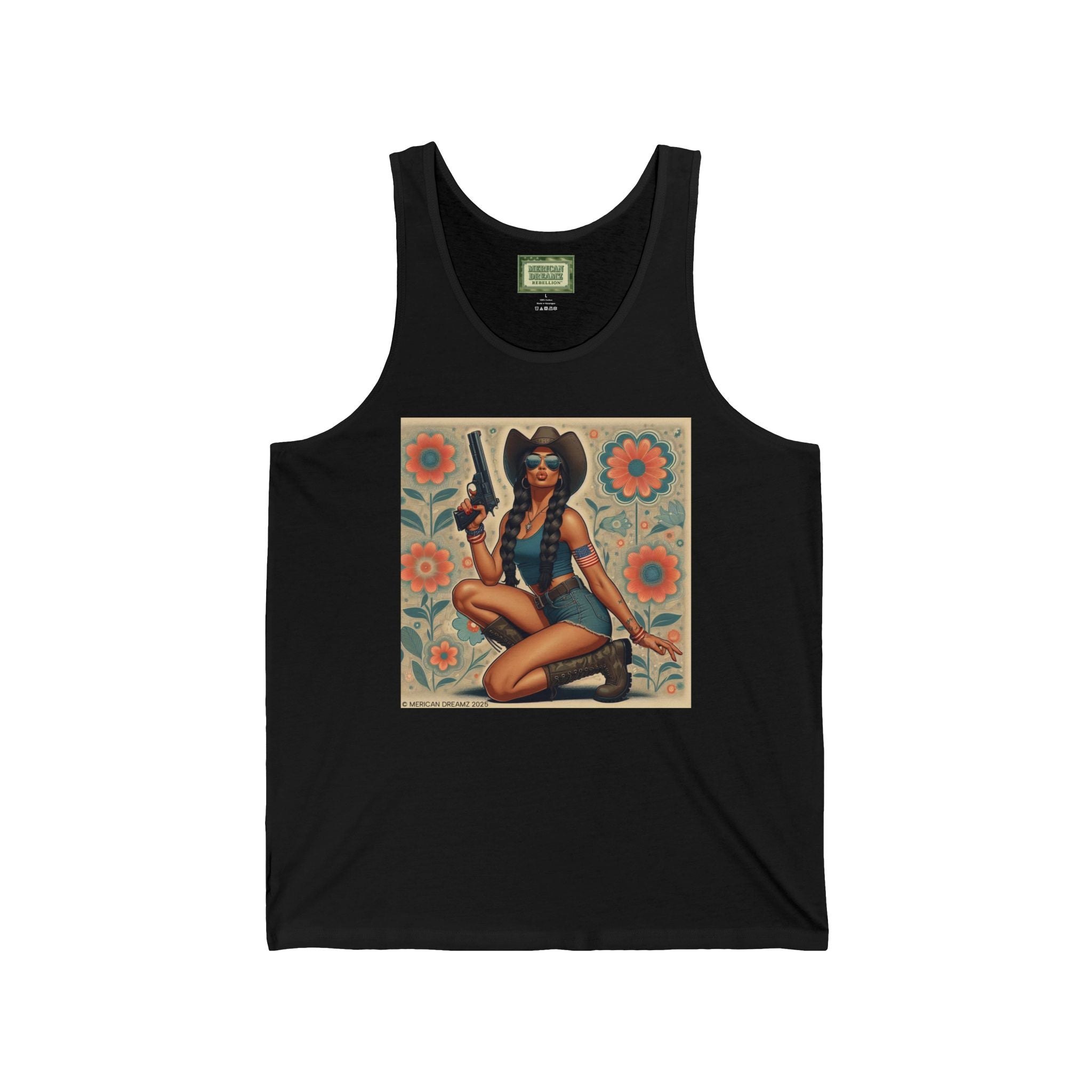 Patriotic Pin-Up Tank Top — Vintage American Flag Girl Graphic