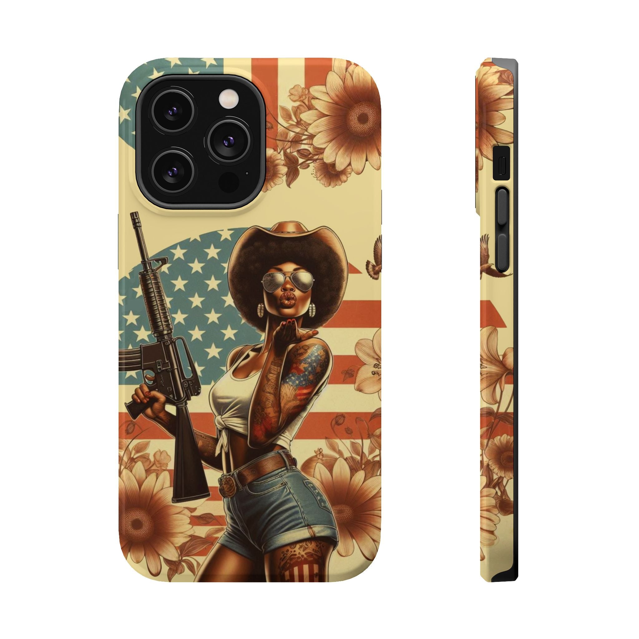Americana AR-15 Pinup Girl - Magnetic Impact‑Resistant Phone Case  iPhone 13-17 / Samsung S26  MagSafe Compatible