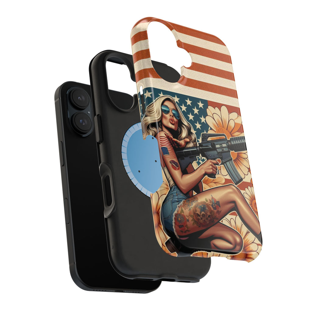 Americana AR-15 Pinup Girl - Magnetic Impact‑Resistant Phone Case  iPhone 13-17 / Samsung S26  MagSafe Compatible