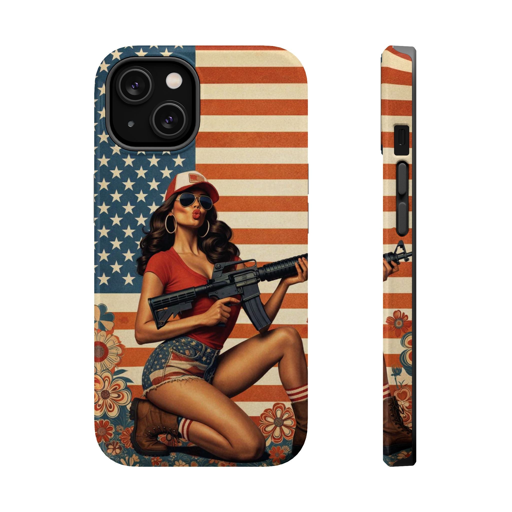 Americana AR-15 Pinup Girl - Magnetic Impact‑Resistant Phone Case  iPhone 13-17 / Samsung S26  MagSafe Compatible