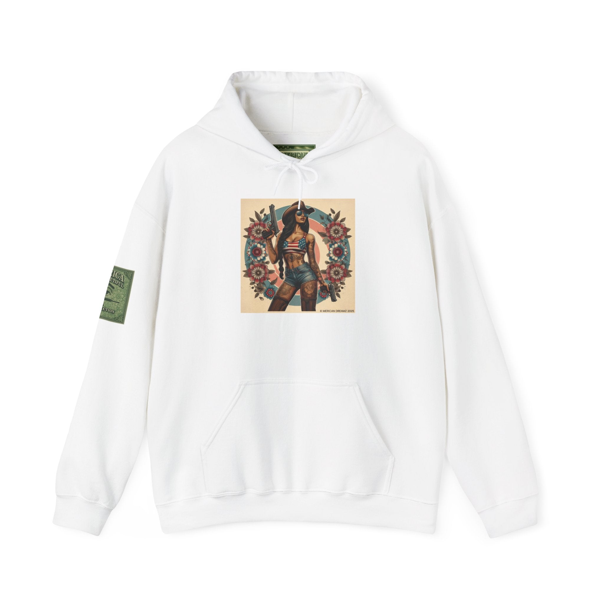 Retro Americana Pinup Gunslinger Hoodie — Vintage Pinup Girls Pullover