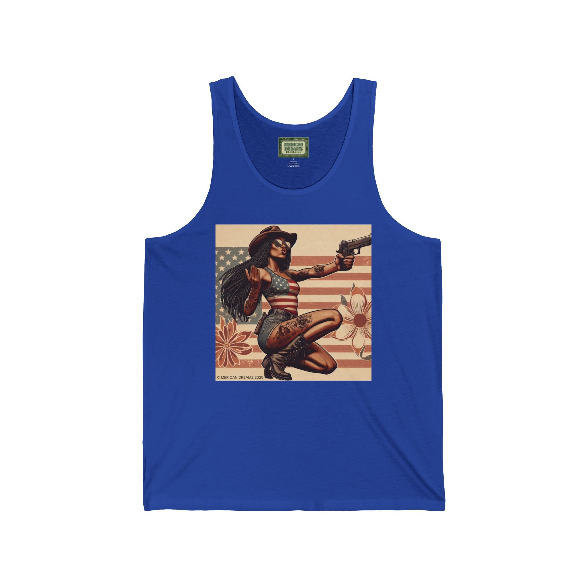 Patriotic Pin-Up Tank Top — Vintage American Flag Girl Graphic