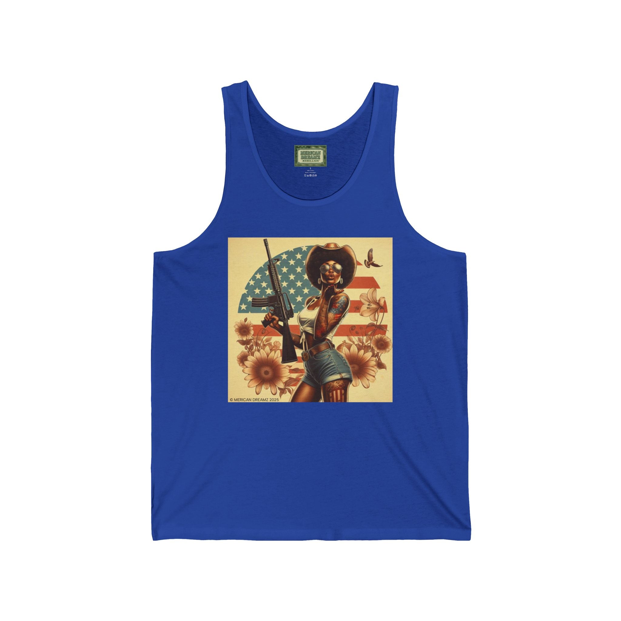 Patriotic Pin-Up Tank Top — Vintage American Flag Girl Graphic