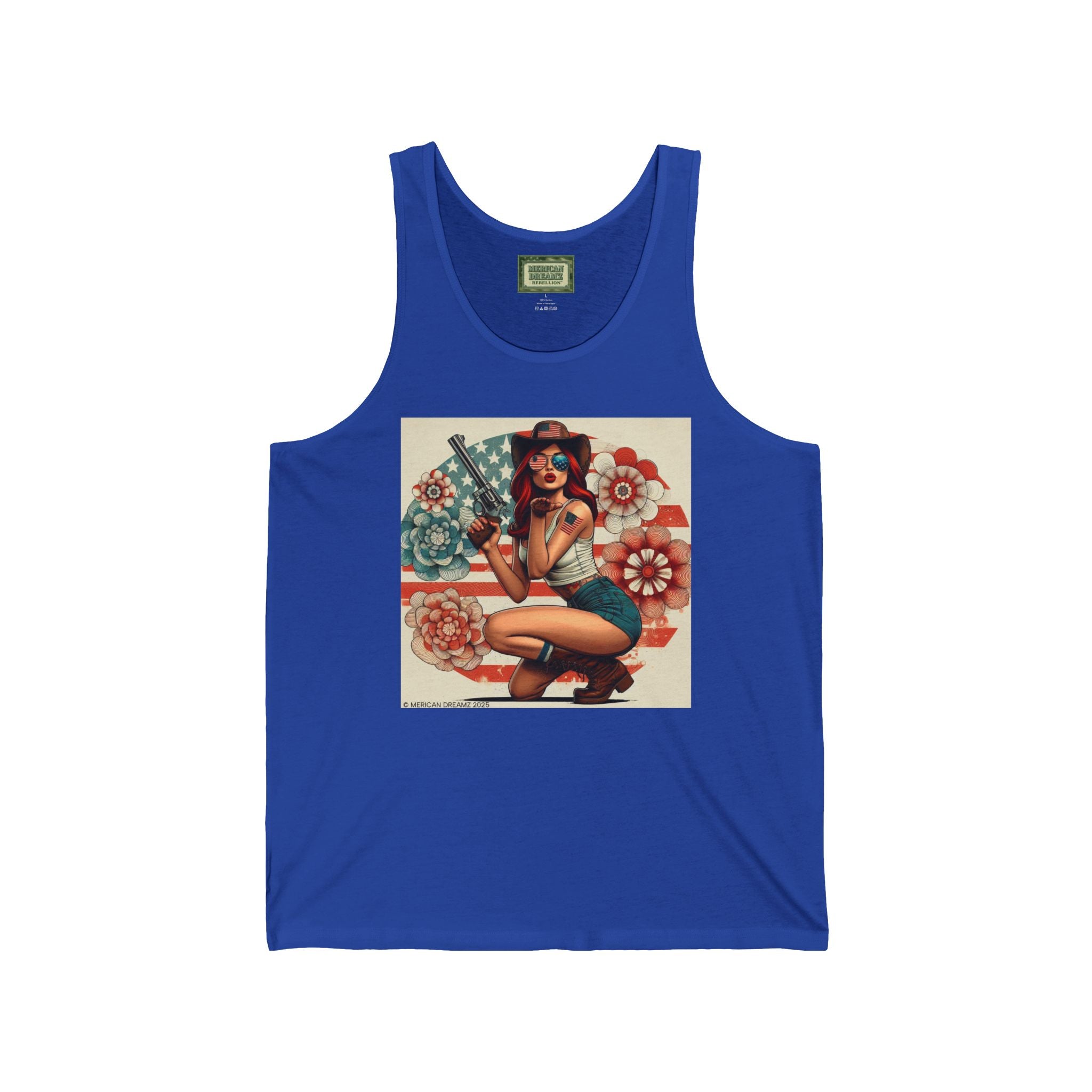 Patriotic Pin-Up Tank Top — Vintage American Flag Girl Graphic