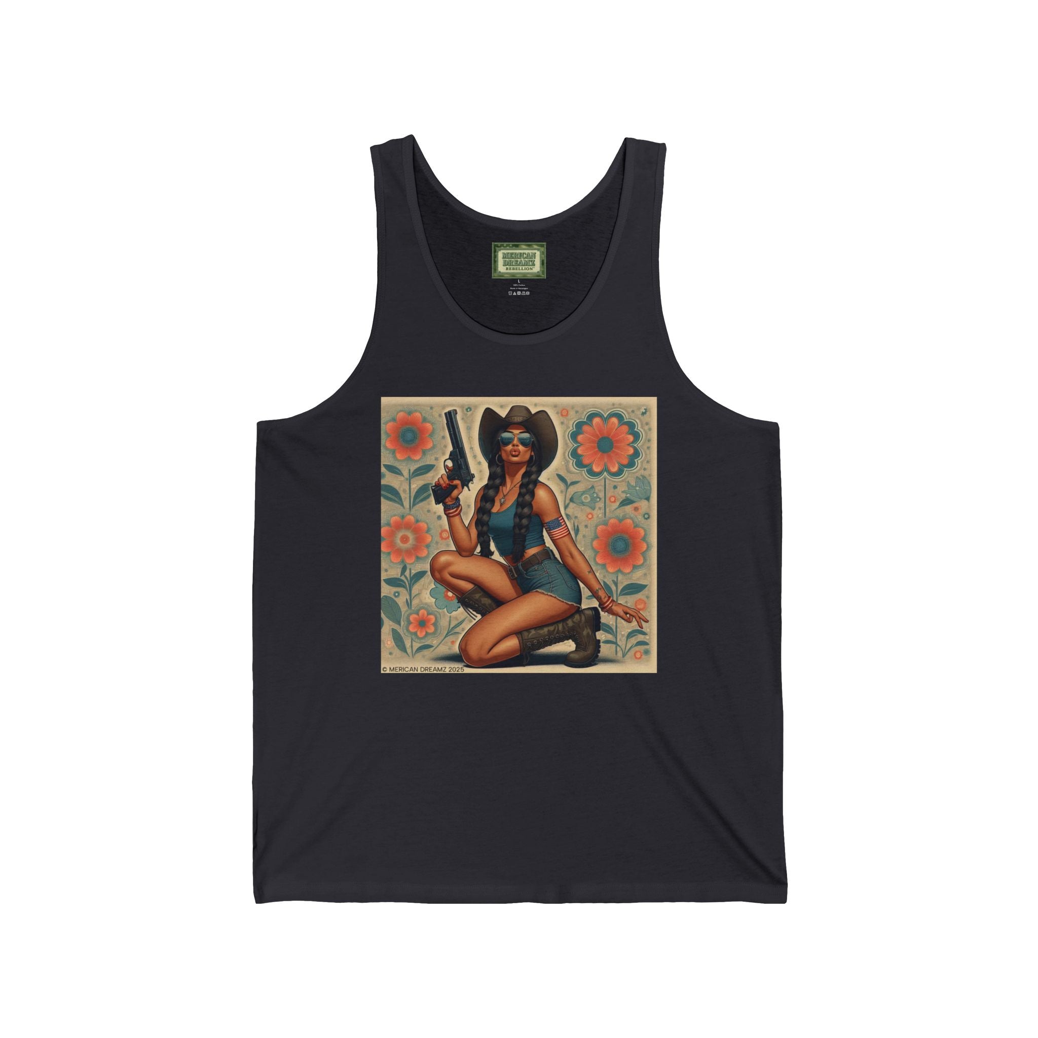 Patriotic Pin-Up Tank Top — Vintage American Flag Girl Graphic