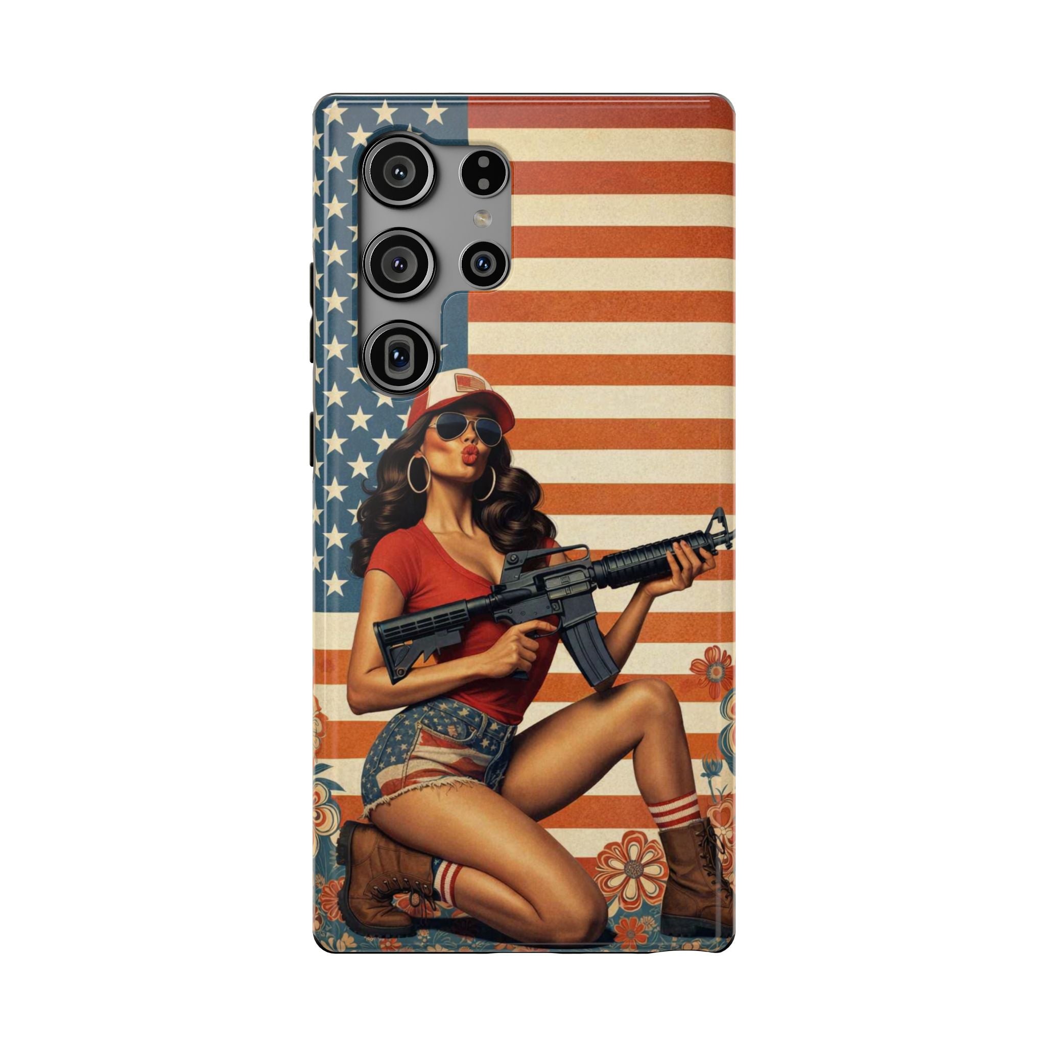 Americana AR-15 Pinup Girl - Impact‑Resistant Phone Case   Samsung Galaxy Series S22 / S22+ / S22 Ultra - S25 / S25+ / S25 Ultra