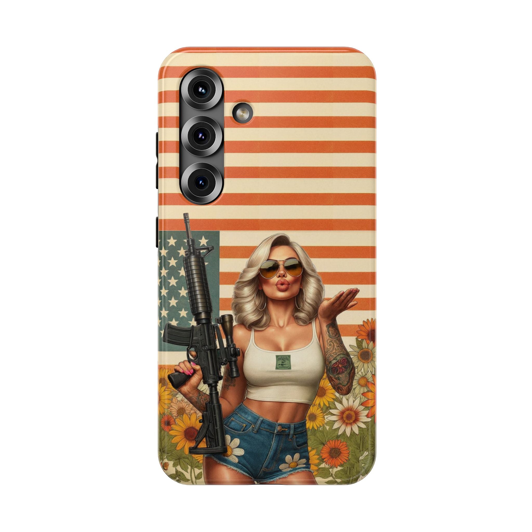 Americana AR-15 Pinup Girl - Impact‑Resistant Phone Case   Samsung Galaxy Series S22 / S22+ / S22 Ultra - S25 / S25+ / S25 Ultra
