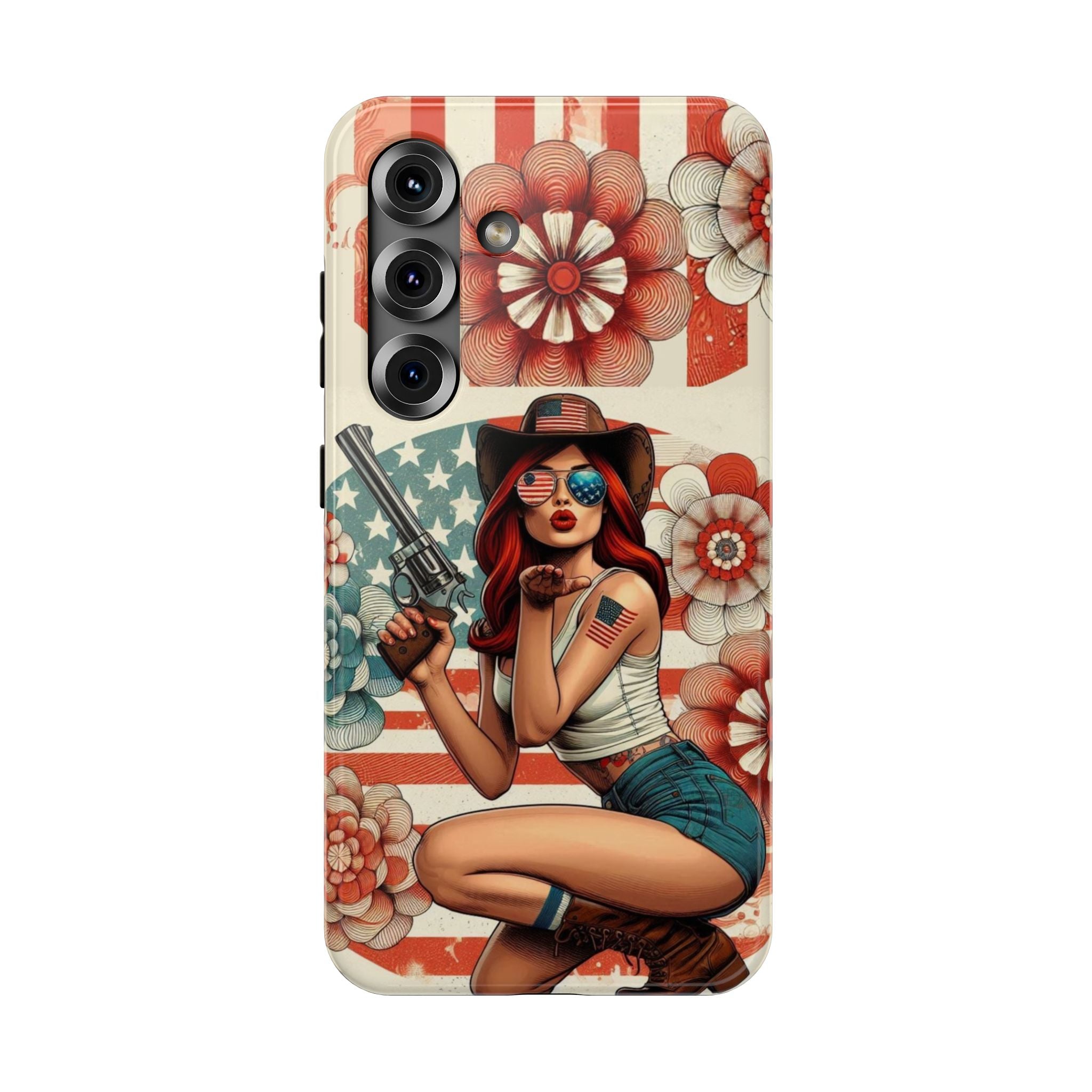 Americana 44 Magnum Pinup Girl - Impact‑Resistant Phone Case   Samsung Galaxy Series S22 / S22+ / S22 Ultra - S25 / S25+ / S25 Ultra