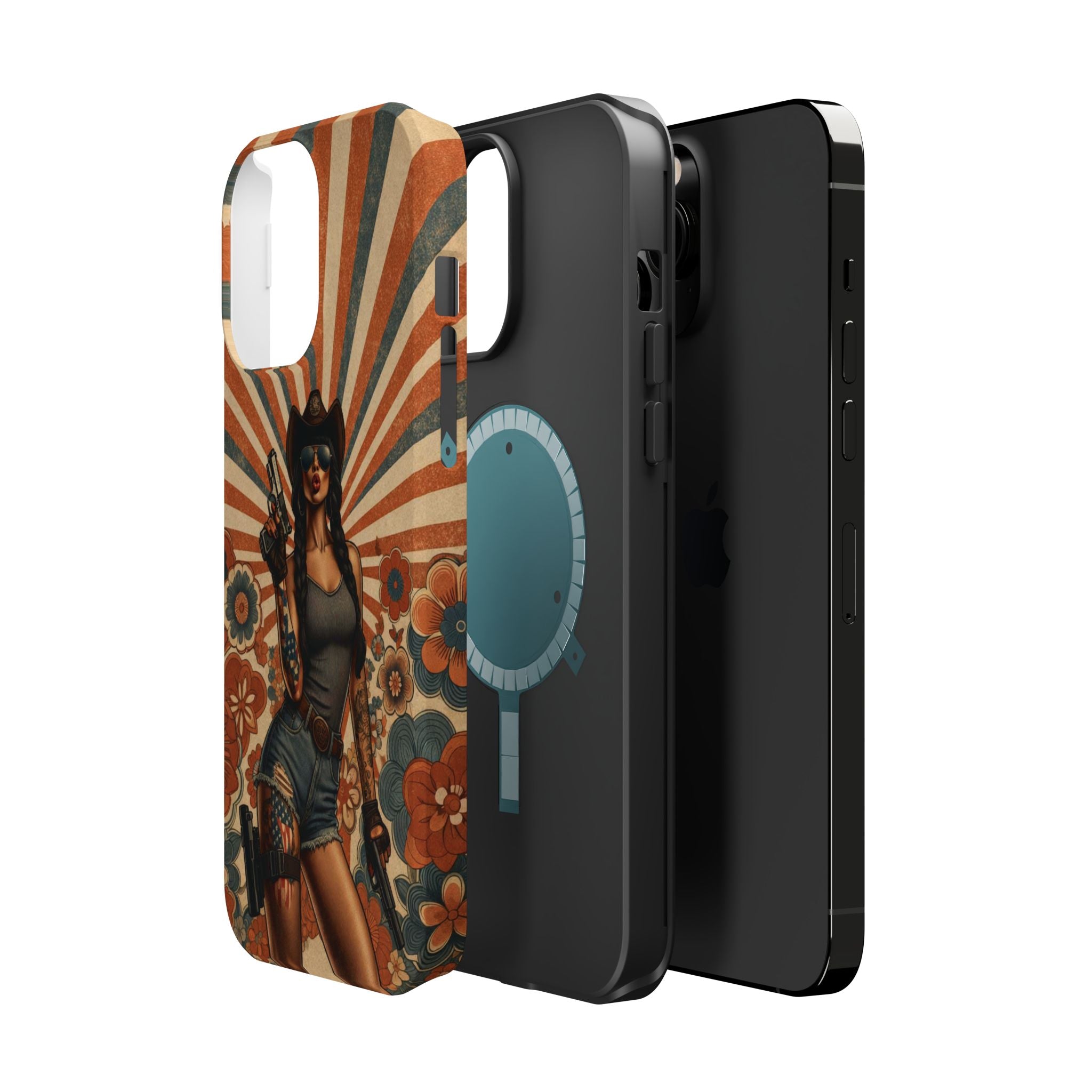 Americana 9mm Pinup Girl - Magnetic Impact‑Resistant Phone Case  iPhone 13-17 / Samsung S26  MagSafe Compatible