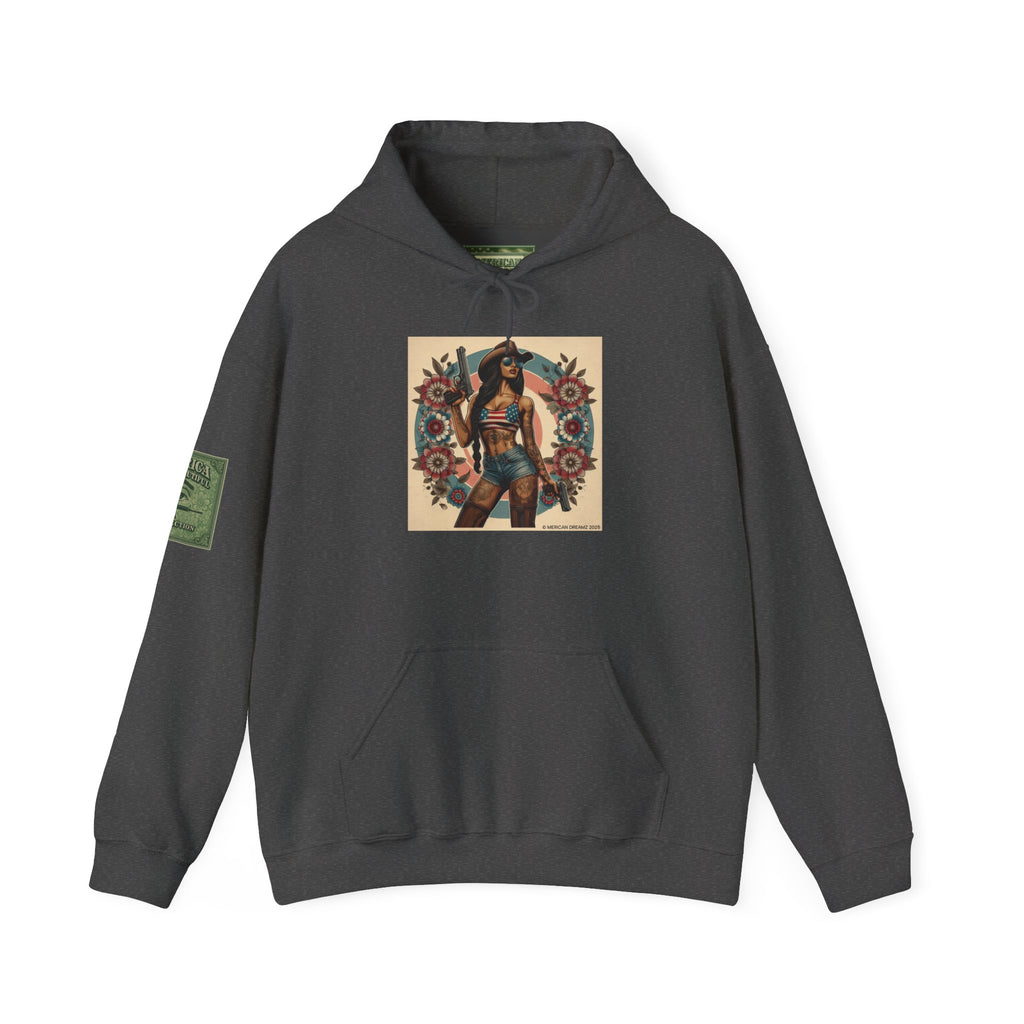 Retro Americana Pinup Gunslinger Hoodie — Vintage Pinup Girls Pullover