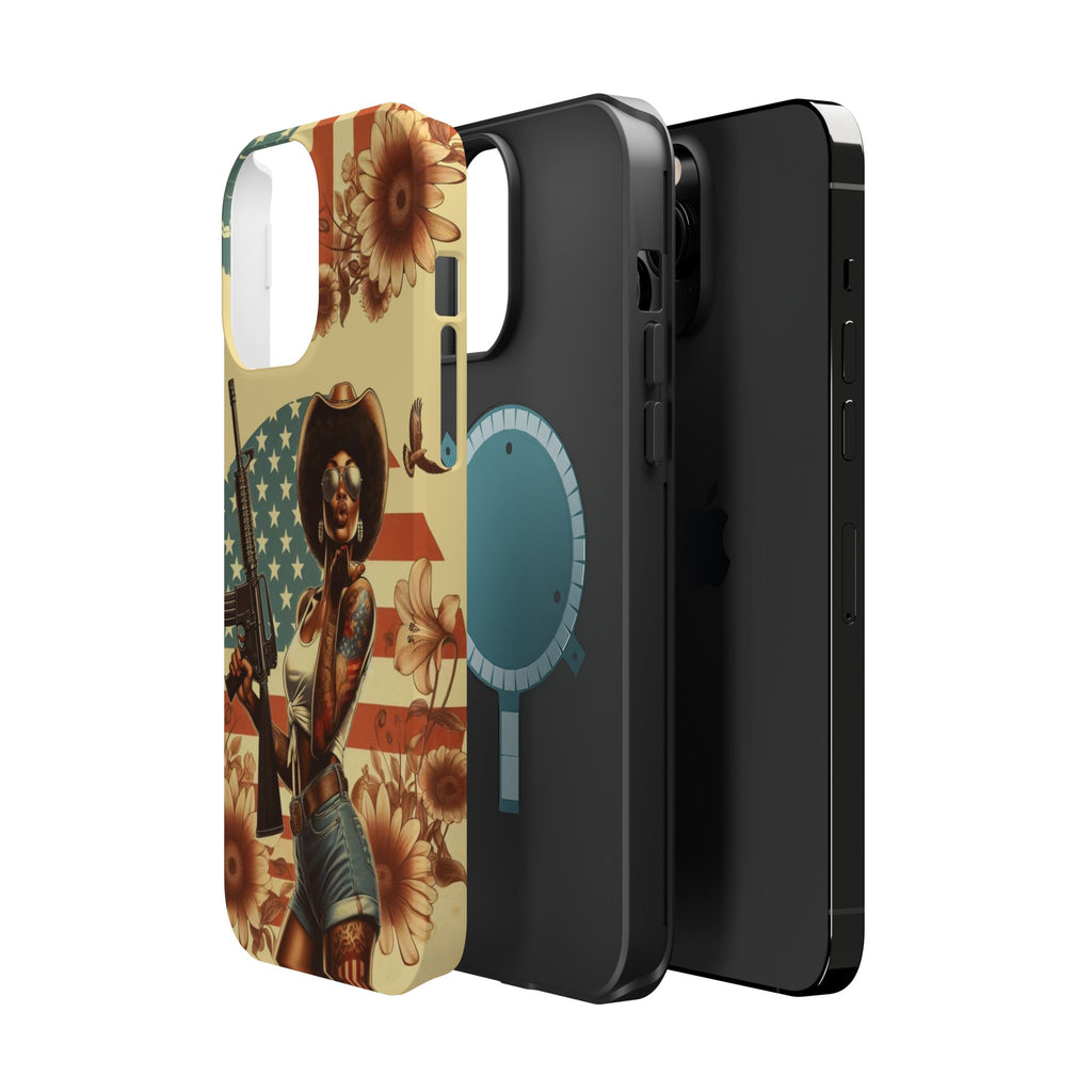 Americana AR-15 Pinup Girl - Magnetic Impact‑Resistant Phone Case  iPhone 13-17 / Samsung S26  MagSafe Compatible