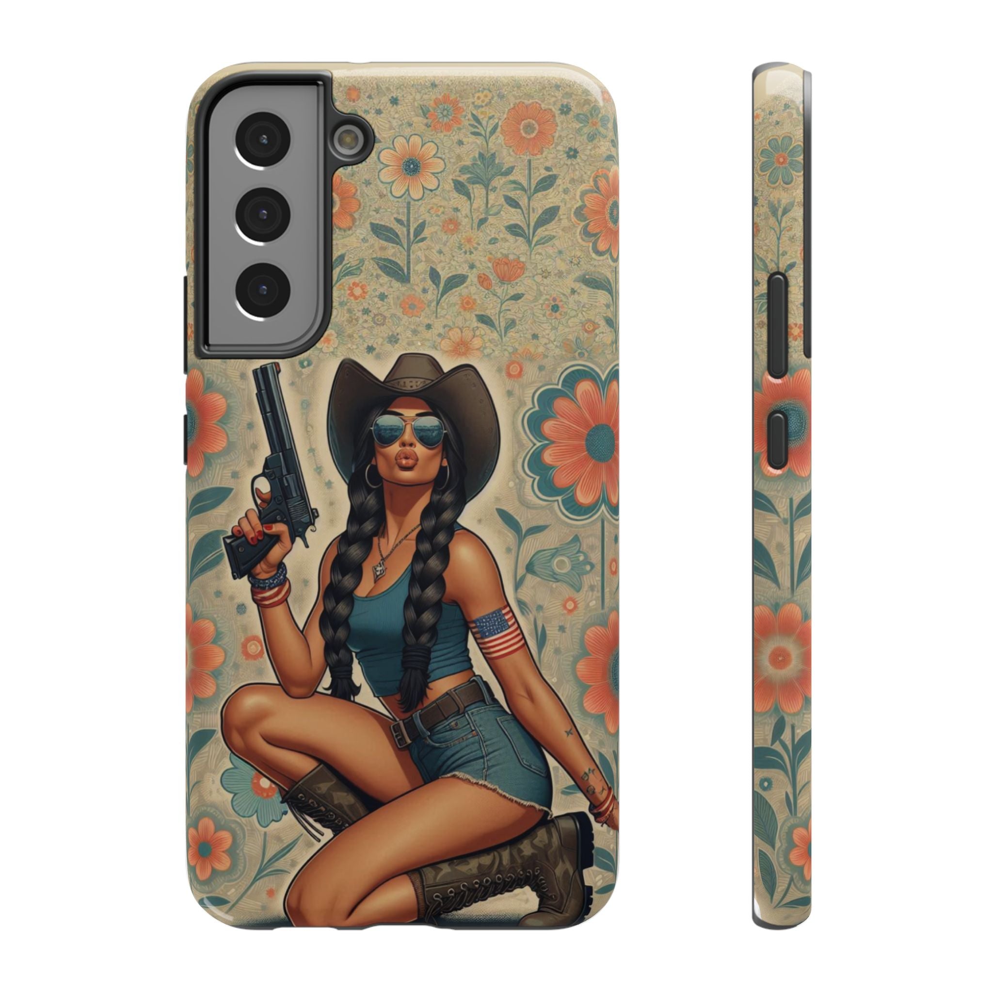 Americana 9mm Pinup Girl - Impact‑Resistant Phone Case   Samsung Galaxy Series S22 / S22+ / S22 Ultra - S25 / S25+ / S25 Ultra