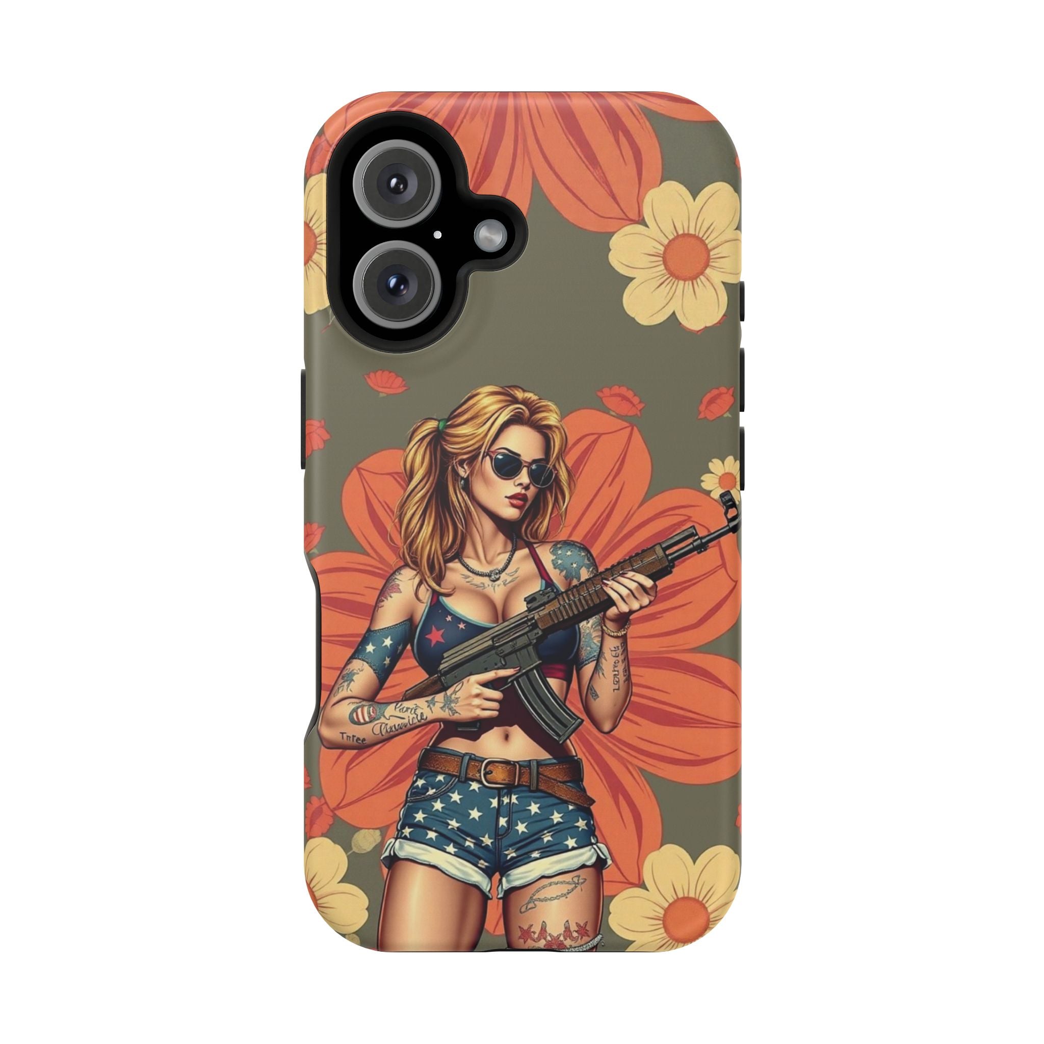 Americana AK-47 Pinup Girl - Magnetic Impact‑Resistant Phone Case  iPhone 13-17 / Samsung S26  MagSafe Compatible