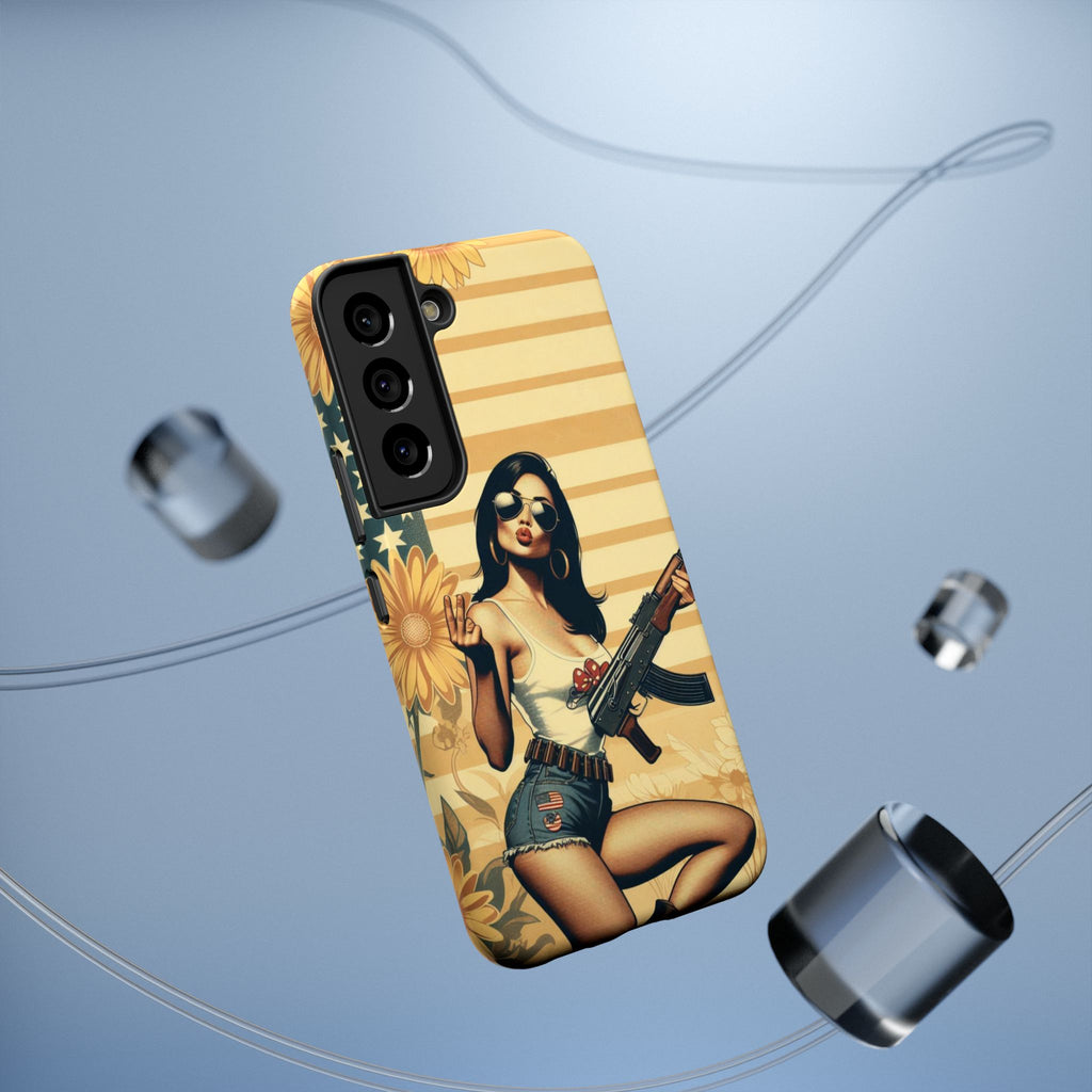 Americana AK-47 Pinup Girl - Impact‑Resistant Phone Case   Samsung Galaxy Series S22 / S22+ / S22 Ultra - S25 / S25+ / S25 Ultra
