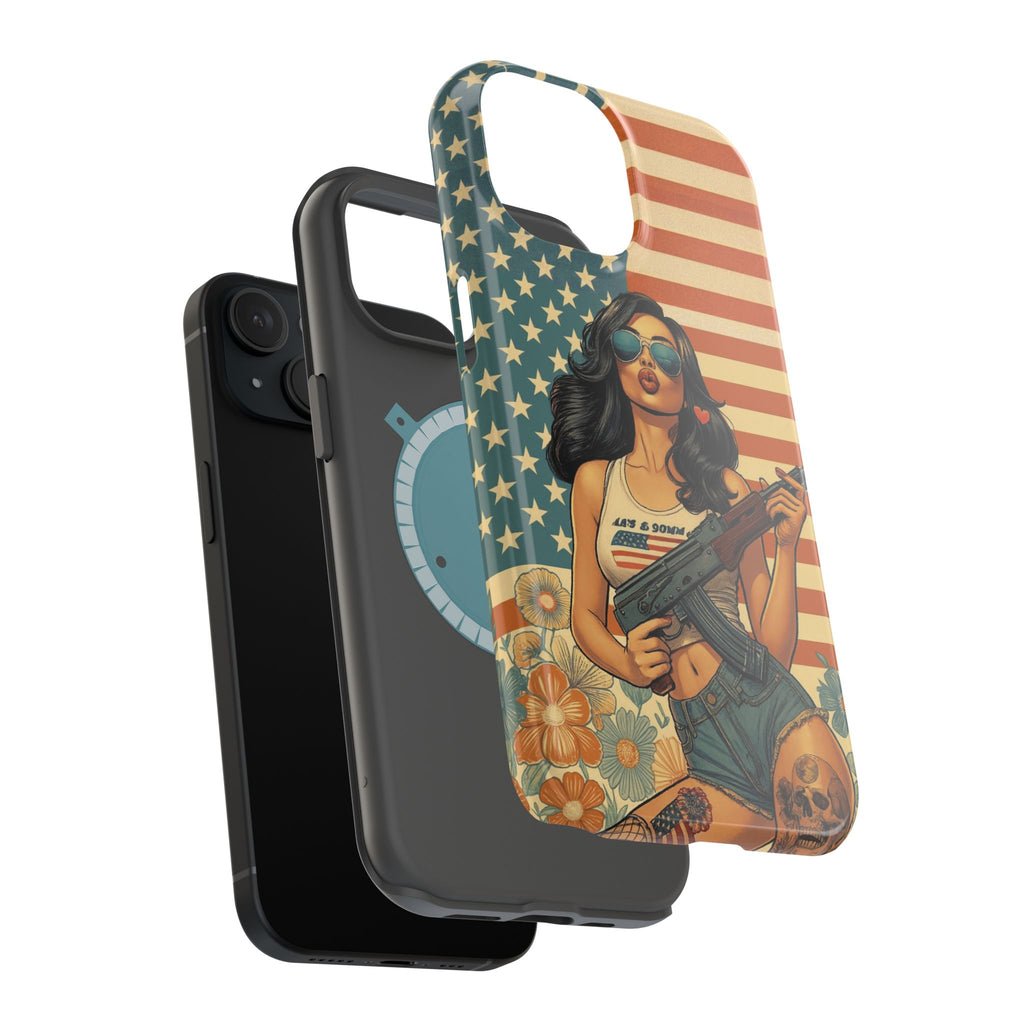 Americana AK-47 Pinup Girl - Magnetic Impact‑Resistant Phone Case  iPhone 13-17 / Samsung S26  MagSafe Compatible