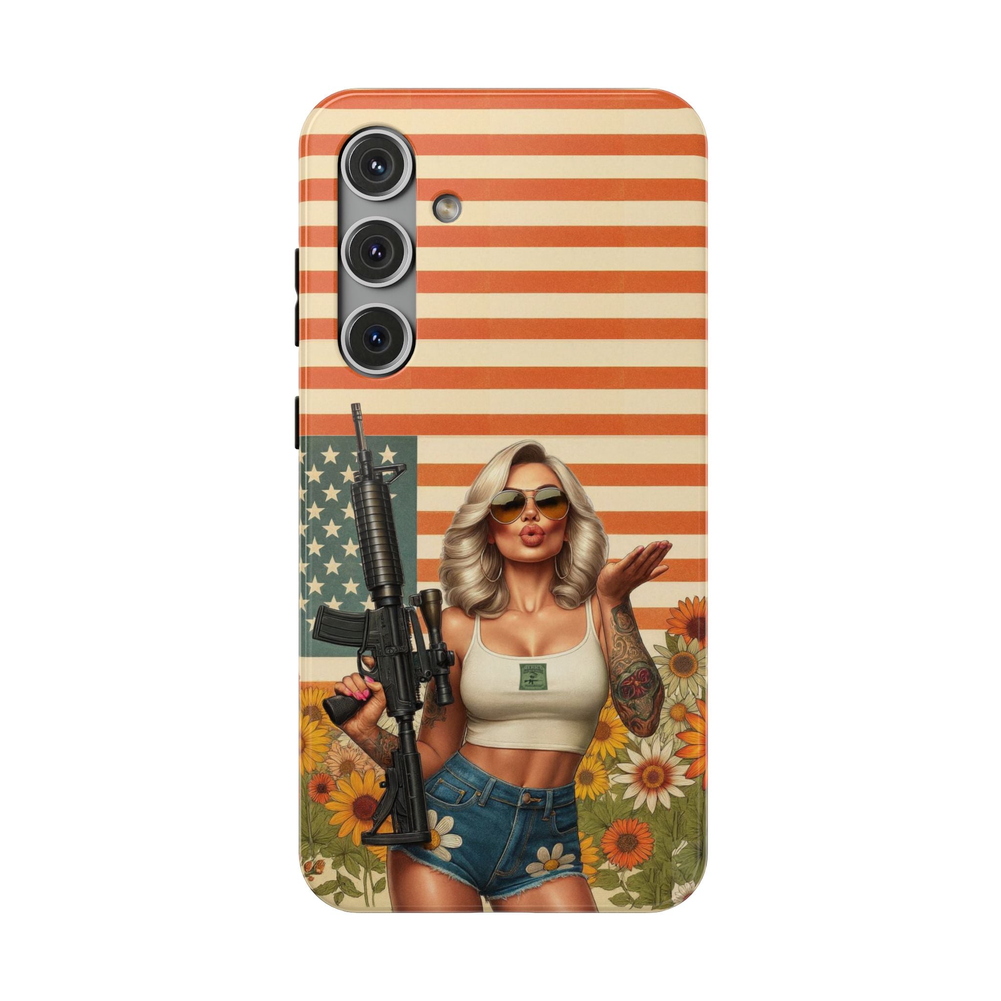 Americana AR-15 Pinup Girl - Impact‑Resistant Phone Case   Samsung Galaxy Series S22 / S22+ / S22 Ultra - S25 / S25+ / S25 Ultra