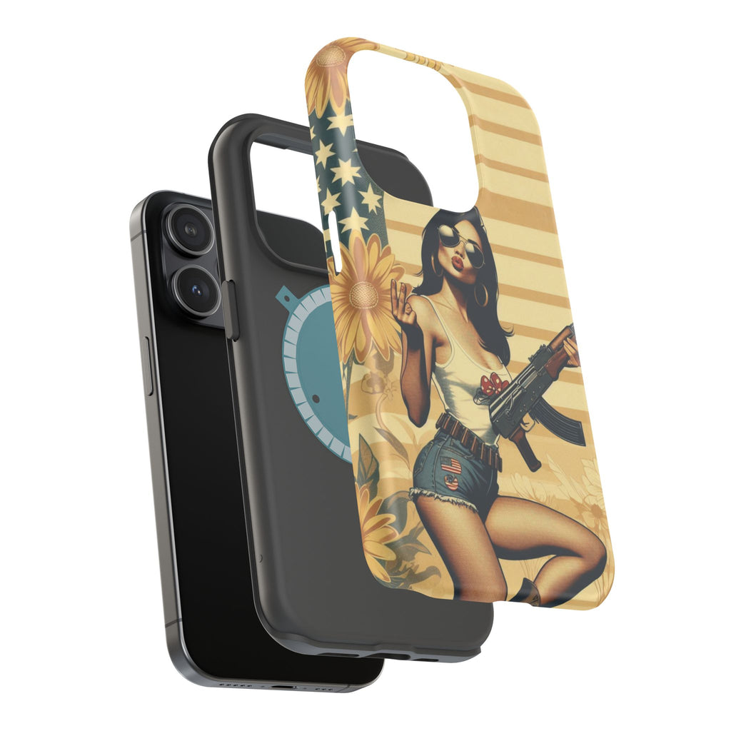 Americana AK-47 Pinup Girl - Magnetic Impact‑Resistant Phone Case  iPhone 13-17 / Samsung S26  MagSafe Compatible