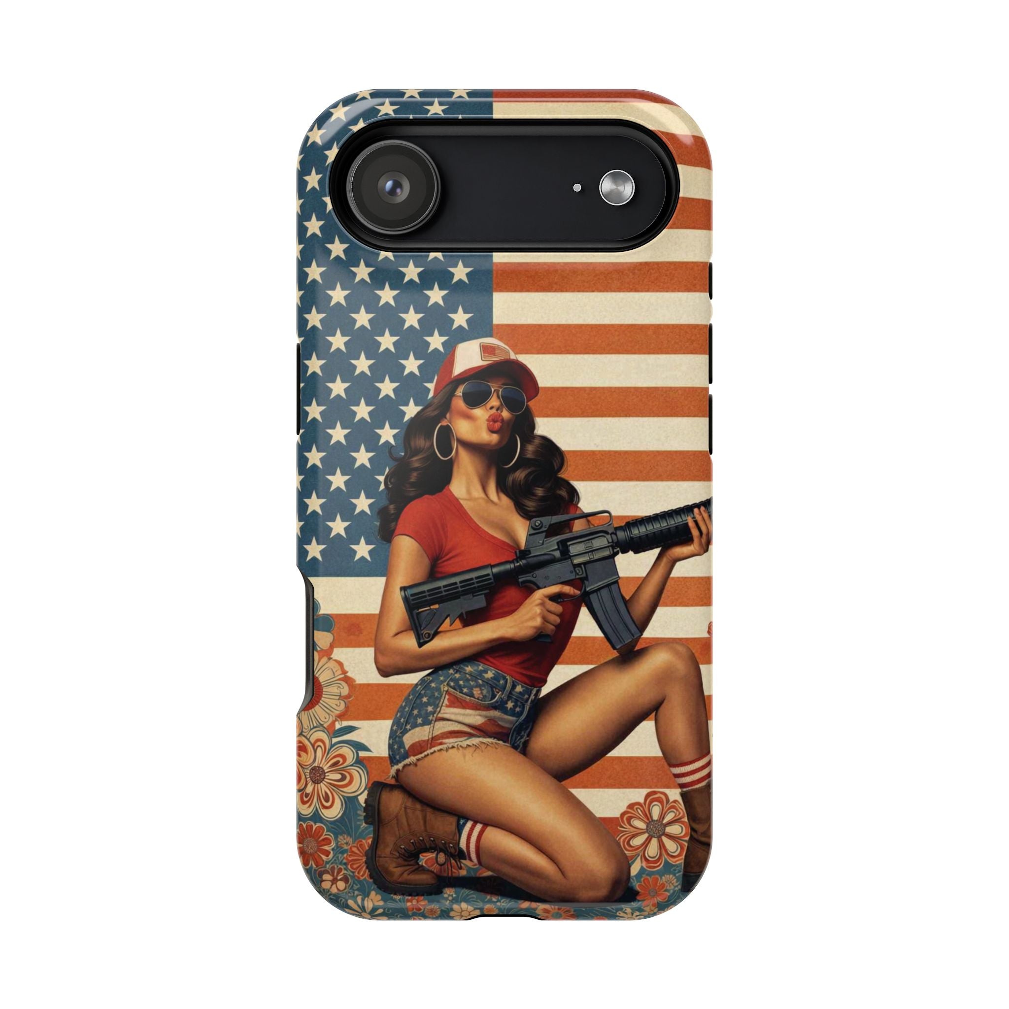 Americana AR-15 Pinup Girl - Magnetic Impact‑Resistant Phone Case  iPhone 13-17 / Samsung S26  MagSafe Compatible