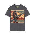 Graphic T-Shirt — Patriotic Pinup Girl with Shotgun Vintage Flag Design (US Only)