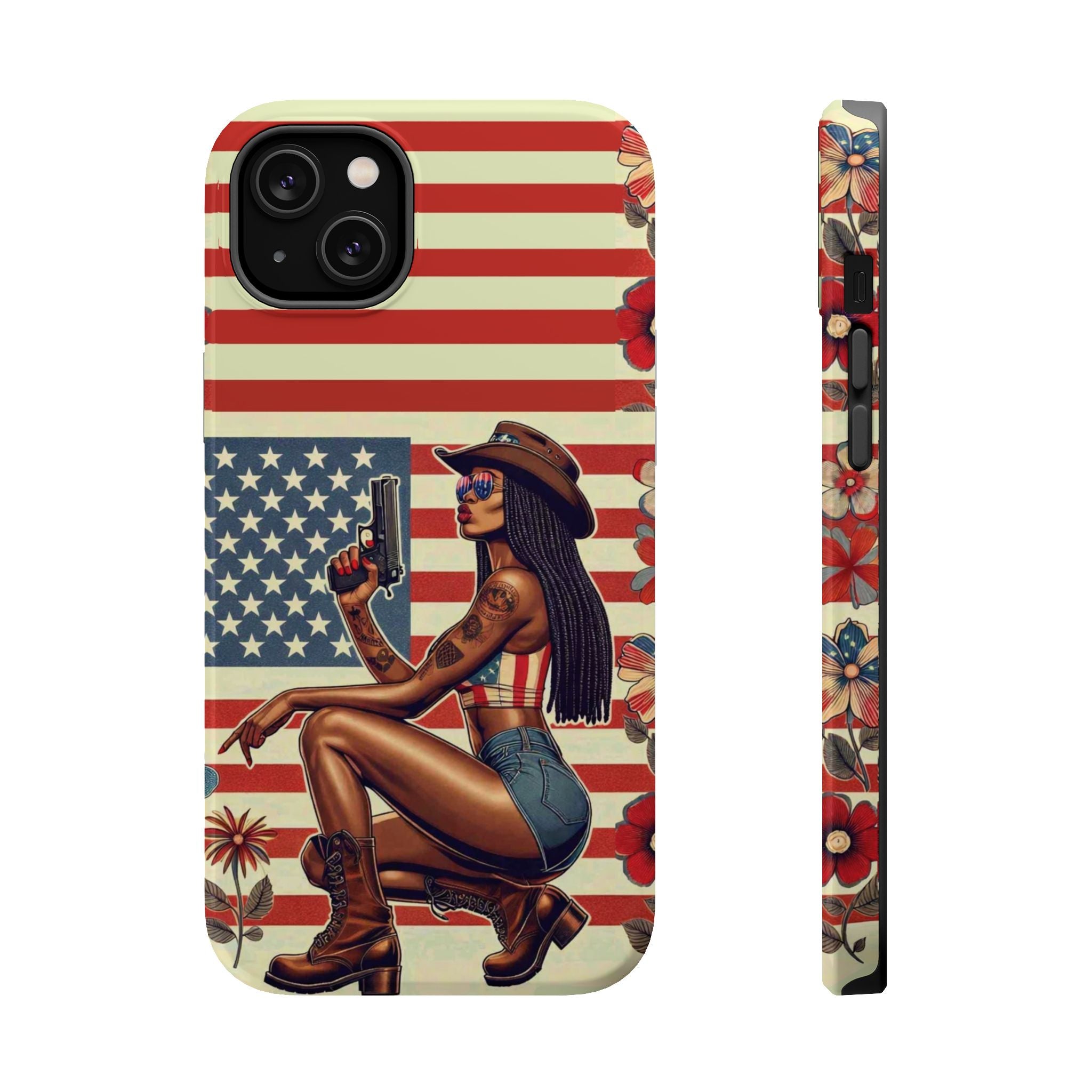 Americana 9mm Pinup Girl - Magnetic Impact‑Resistant Phone Case  iPhone 13-17 / Samsung S26  MagSafe Compatible