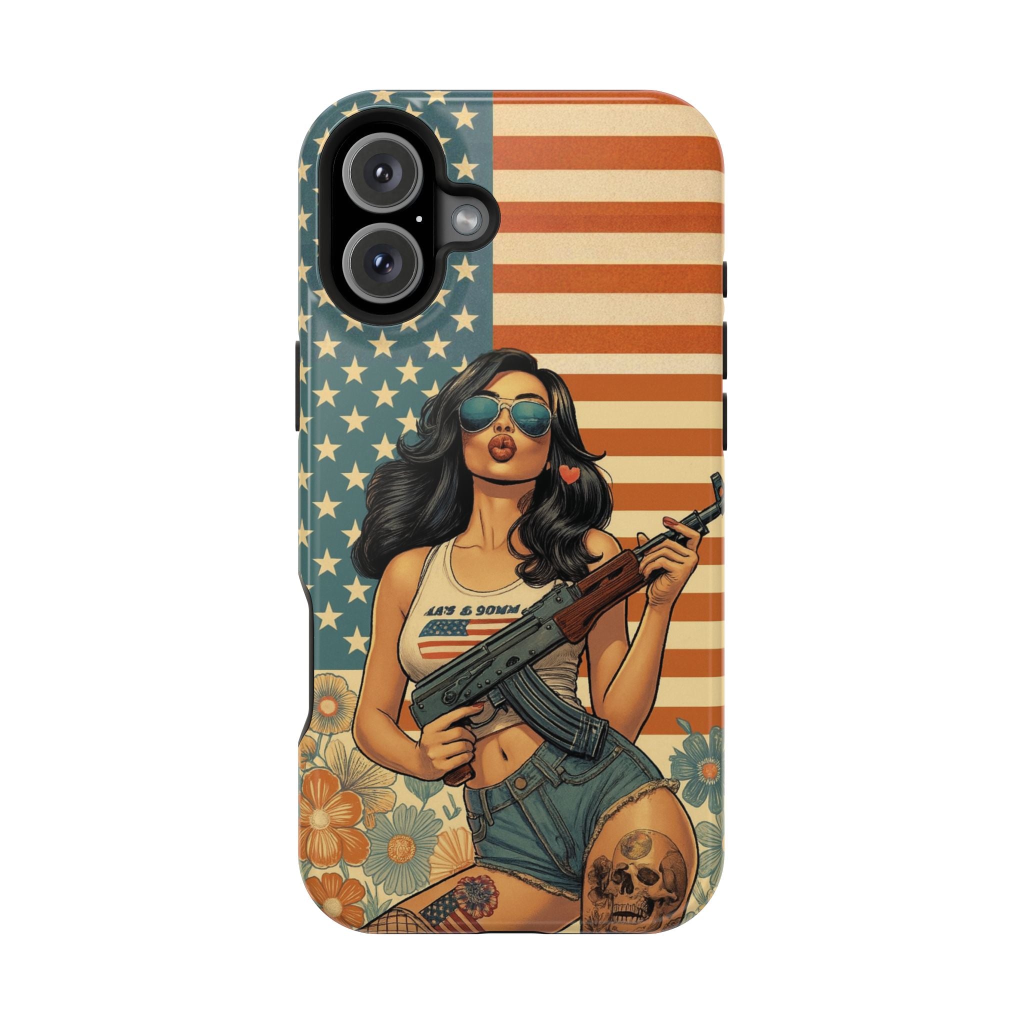 Americana AK-47 Pinup Girl - Magnetic Impact‑Resistant Phone Case  iPhone 13-17 / Samsung S26  MagSafe Compatible