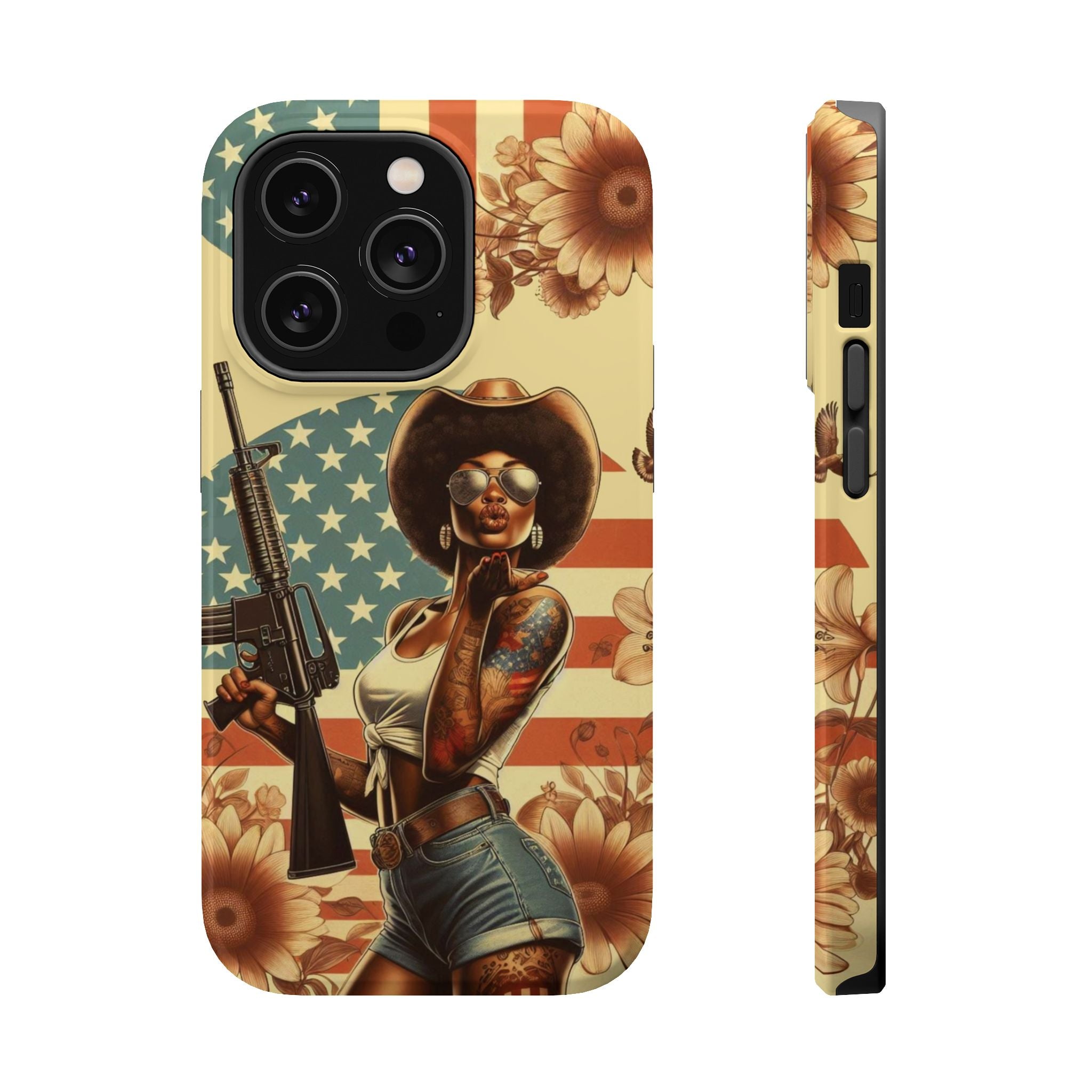 Americana AR-15 Pinup Girl - Magnetic Impact‑Resistant Phone Case  iPhone 13-17 / Samsung S26  MagSafe Compatible