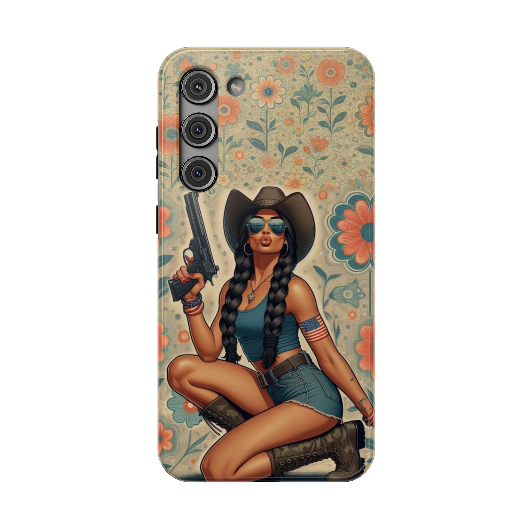 Americana 9mm Pinup Girl - Impact‑Resistant Phone Case   Samsung Galaxy Series S22 / S22+ / S22 Ultra - S25 / S25+ / S25 Ultra