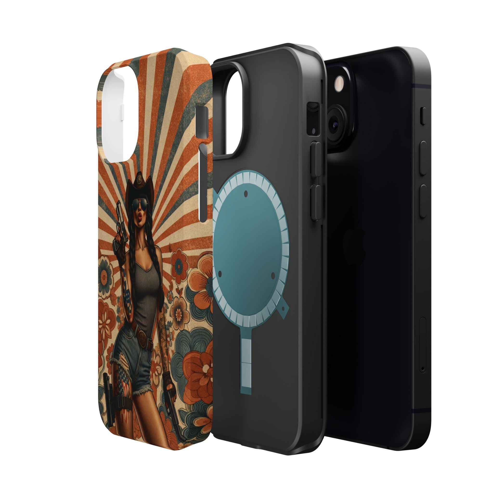 Americana 9mm Pinup Girl - Magnetic Impact‑Resistant Phone Case  iPhone 13-17 / Samsung S26  MagSafe Compatible