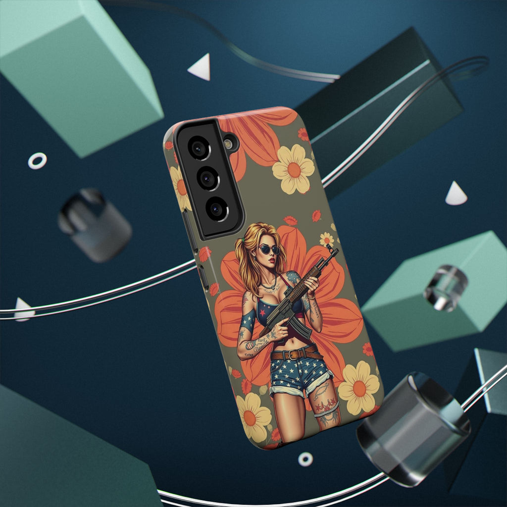 Americana AK-47 Pinup Girl - Impact‑Resistant Phone Case   Samsung Galaxy Series S22 / S22+ / S22 Ultra - S25 / S25+ / S25 Ultra
