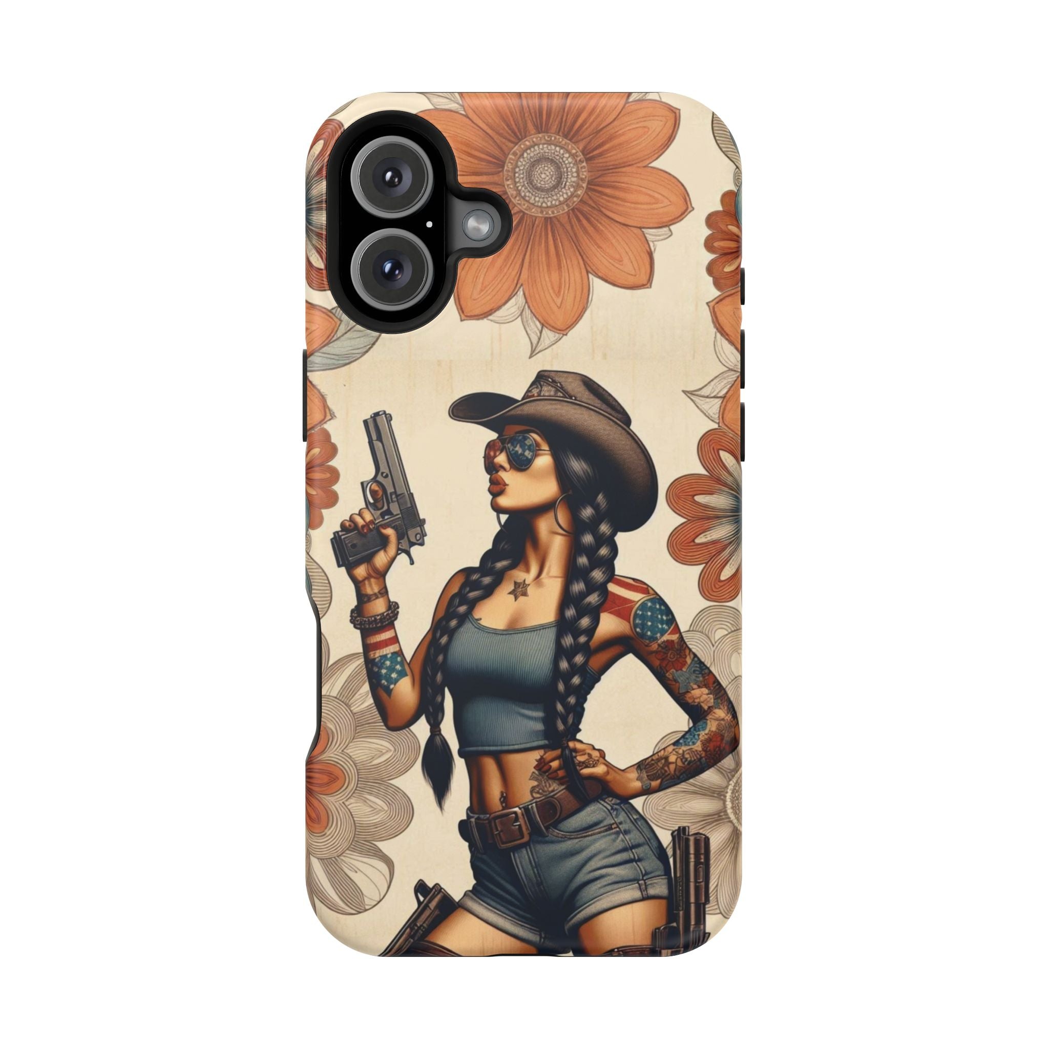 Americana 9mm Pinup Girl - Magnetic Impact‑Resistant Phone Case  iPhone 13-17 / Samsung S26  MagSafe Compatible