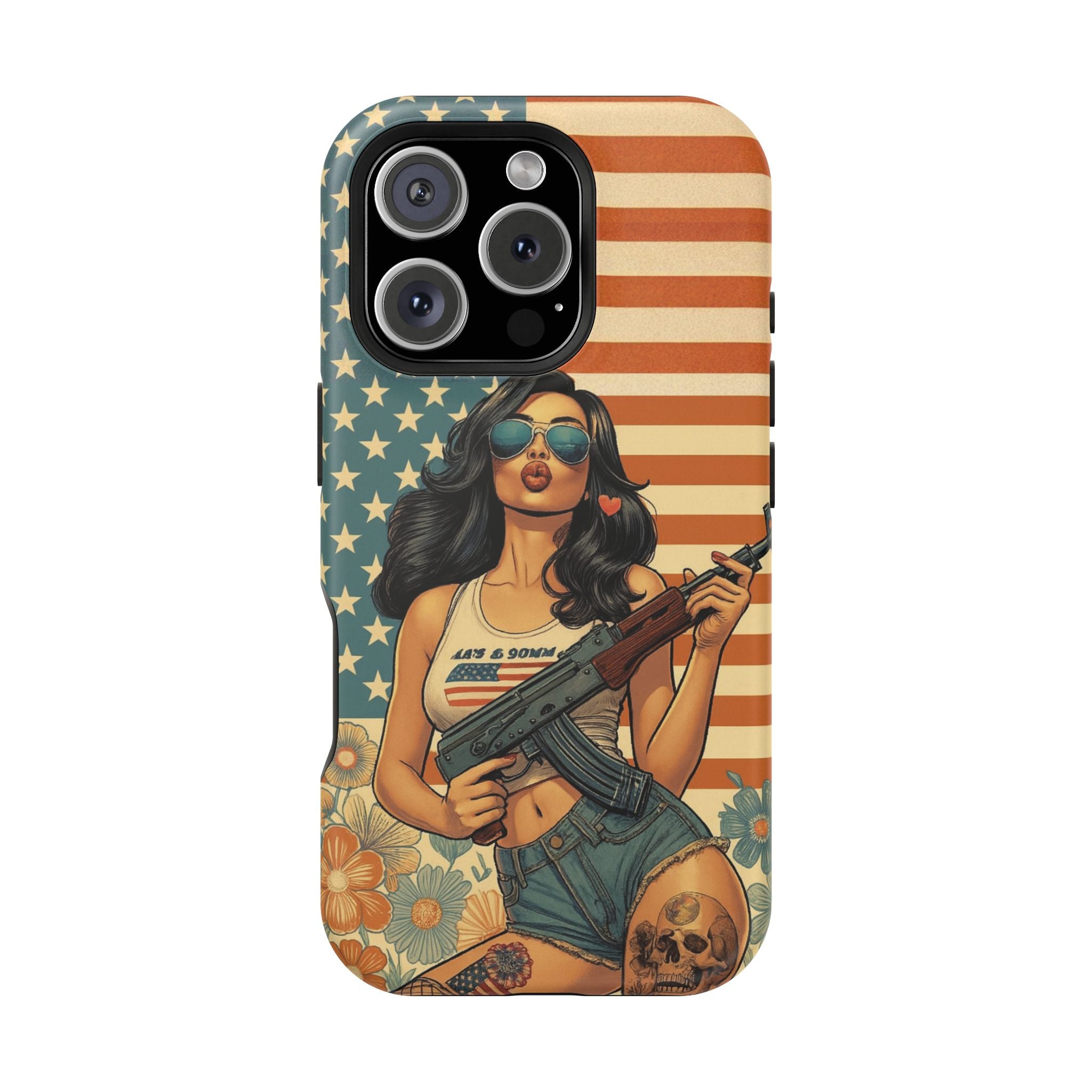 Americana AK-47 Pinup Girl - Magnetic Impact‑Resistant Phone Case  iPhone 13-17 / Samsung S26  MagSafe Compatible