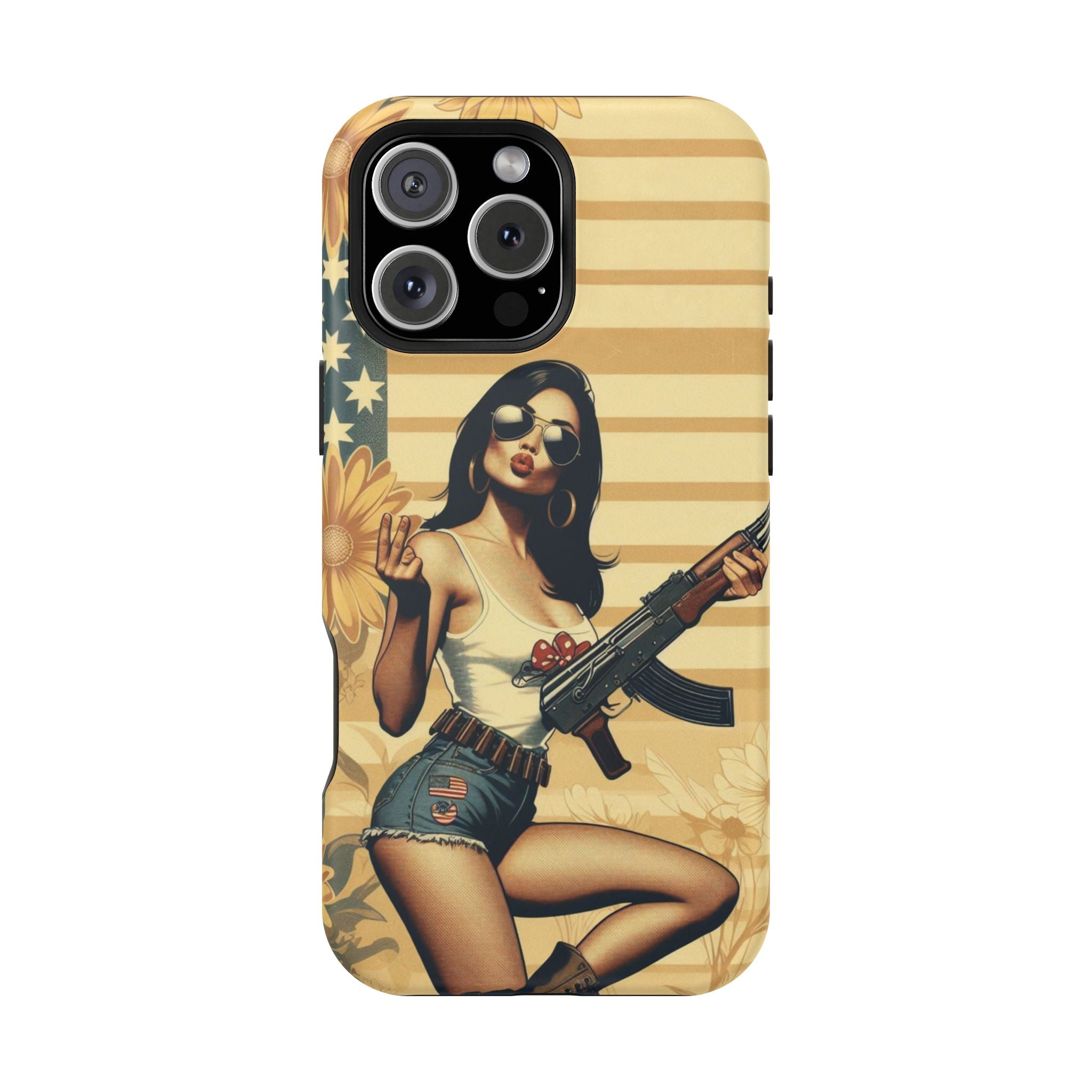 Americana AK-47 Pinup Girl - Magnetic Impact‑Resistant Phone Case  iPhone 13-17 / Samsung S26  MagSafe Compatible