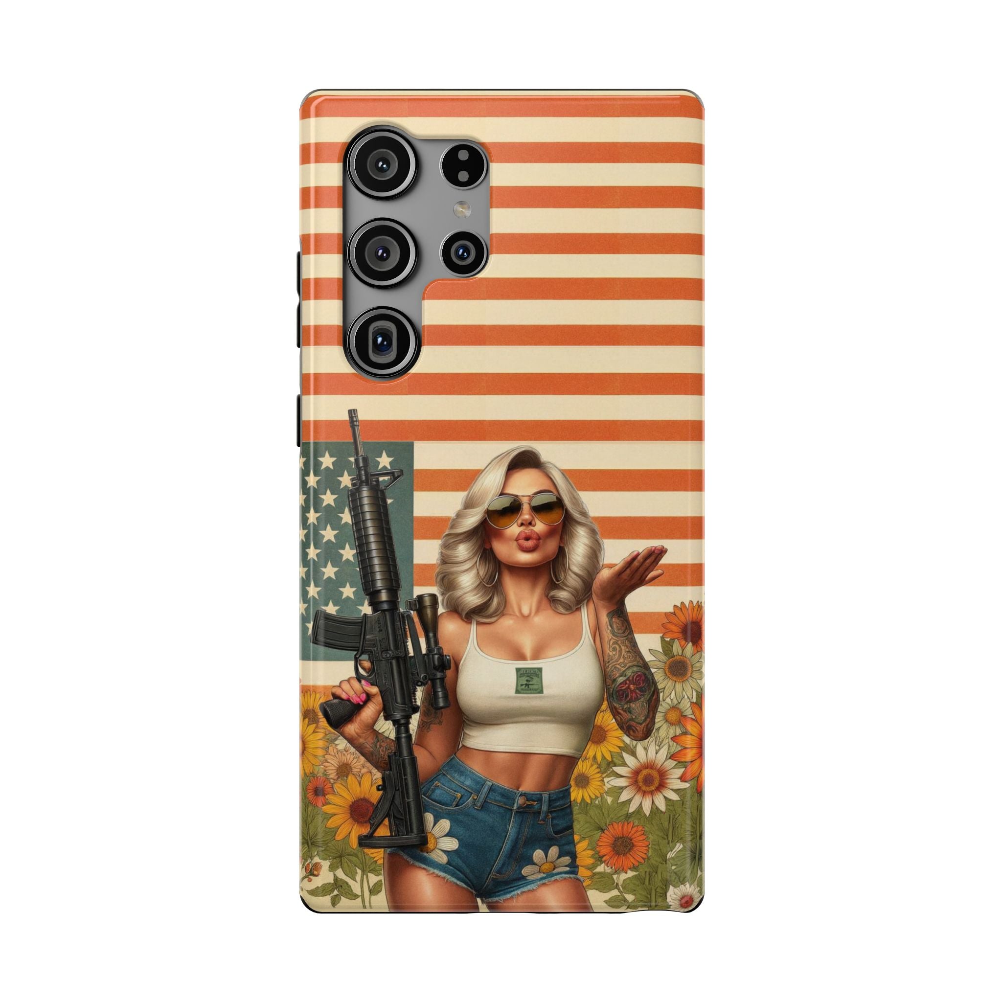 Americana AR-15 Pinup Girl - Impact‑Resistant Phone Case   Samsung Galaxy Series S22 / S22+ / S22 Ultra - S25 / S25+ / S25 Ultra
