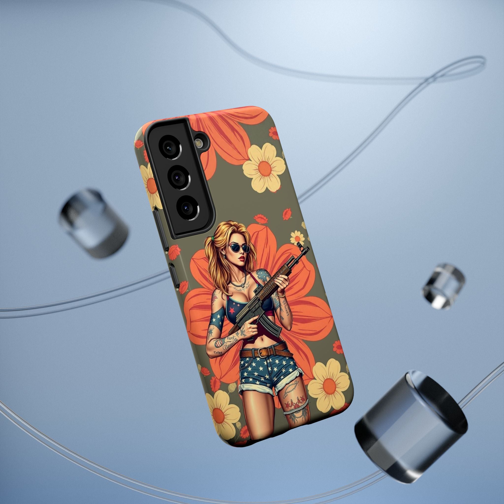 Americana AK-47 Pinup Girl - Impact‑Resistant Phone Case   Samsung Galaxy Series S22 / S22+ / S22 Ultra - S25 / S25+ / S25 Ultra