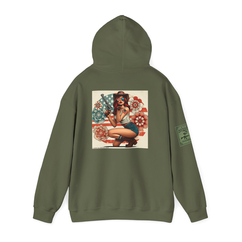 Retro Americana Pinup Gunslinger Hoodie — Vintage Pinup Girls Pullover