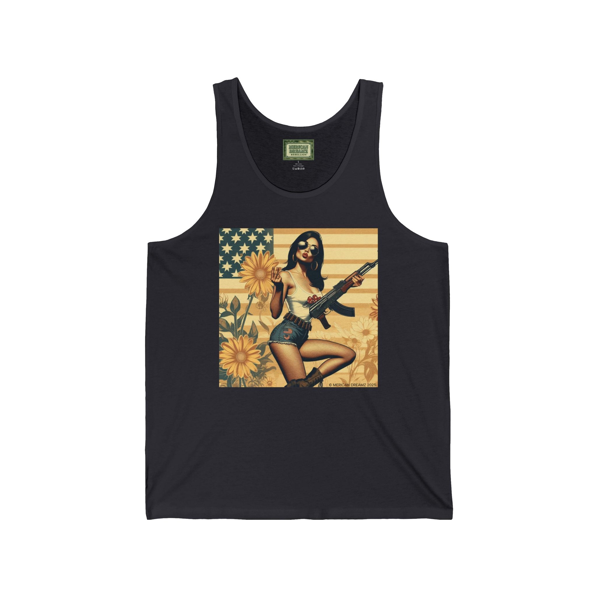 Patriotic Pin-Up Tank Top — Vintage American Flag Girl Graphic