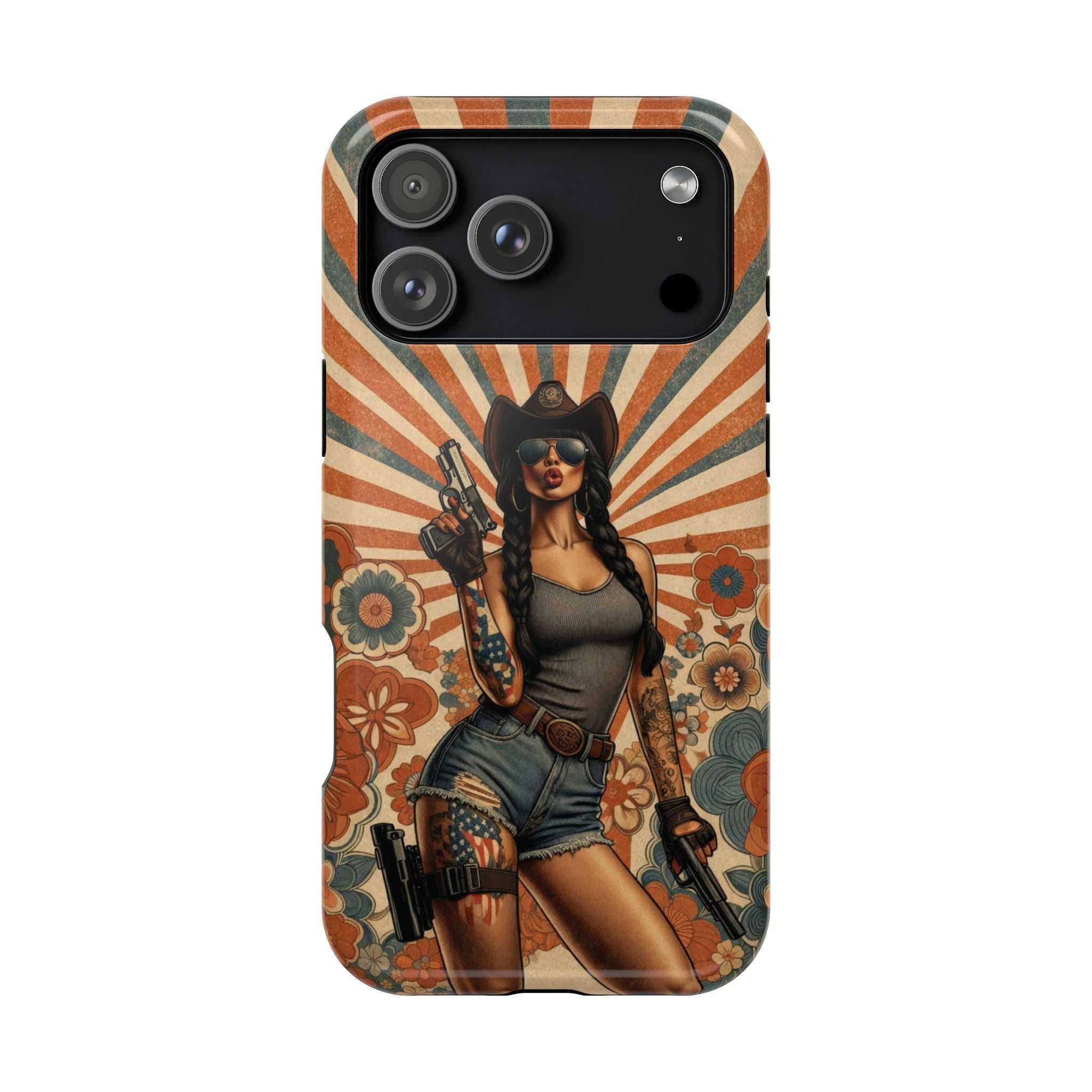 Americana 9mm Pinup Girl - Magnetic Impact‑Resistant Phone Case  iPhone 13-17 / Samsung S26  MagSafe Compatible